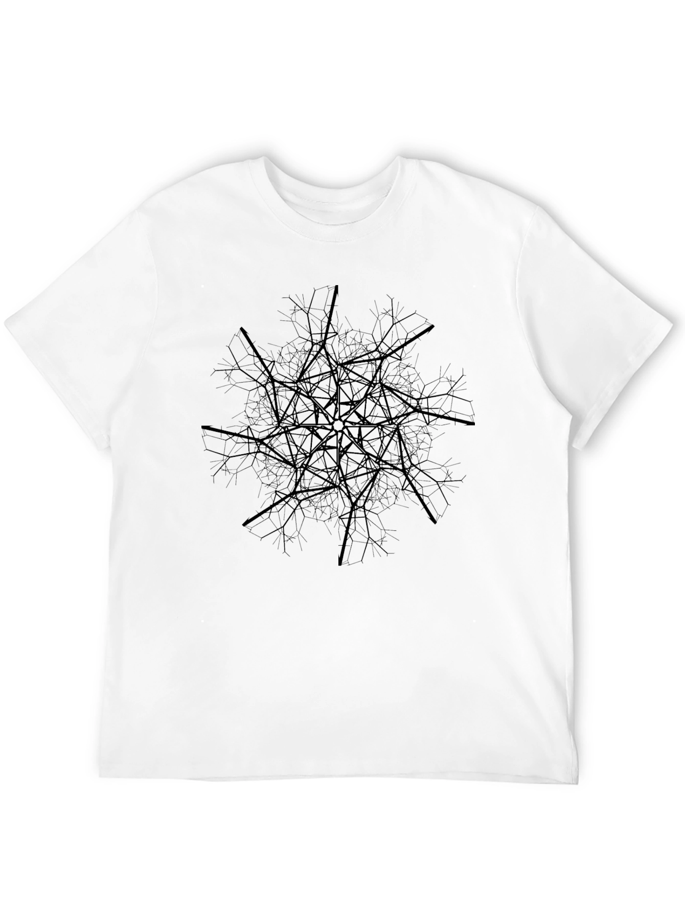 Abstract Geometric Tree Branch Design Tee - Black