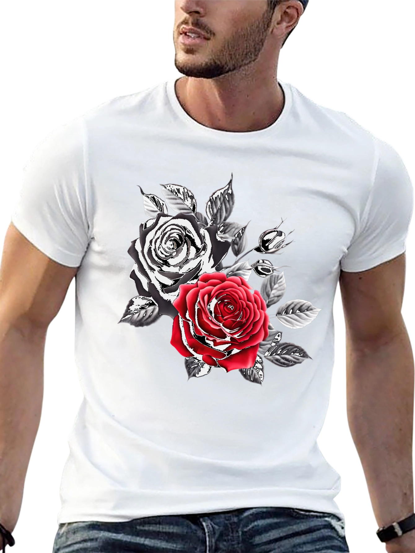 Rose Graphic Print Mens T-Shirt