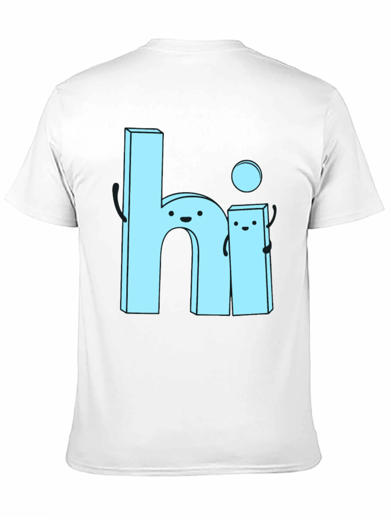 Cute Cartoon Hi Graphic Tee - Soft Black Cotton