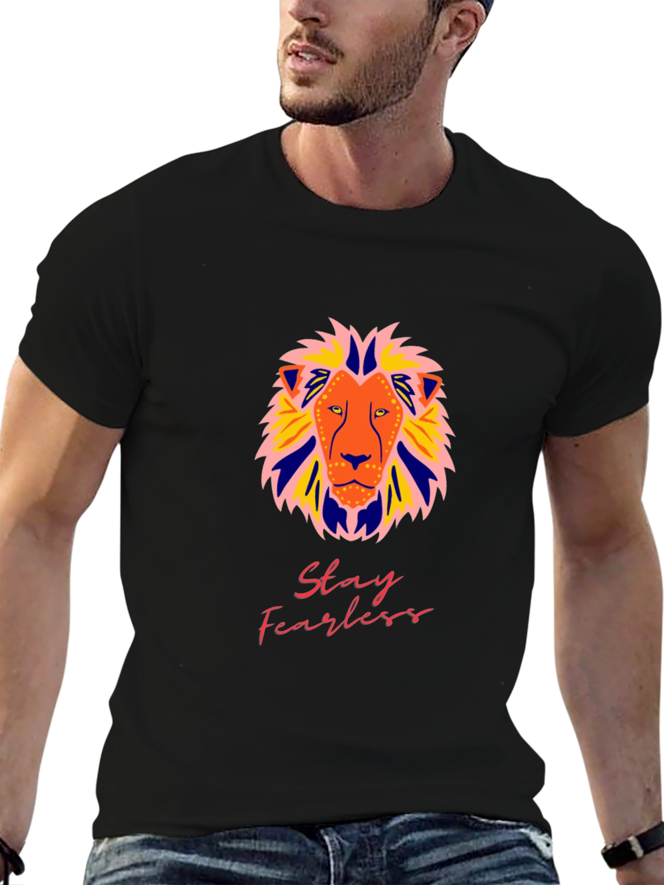 Stay Fearless Lion Graphic Tee - Bold Style