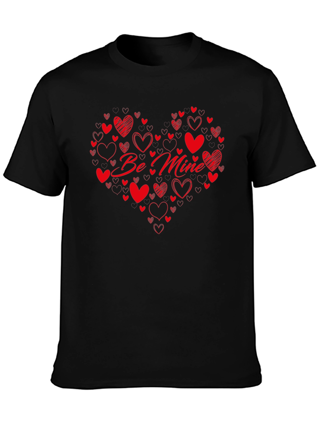 Be Mine Heart Graphic Black T-Shirt