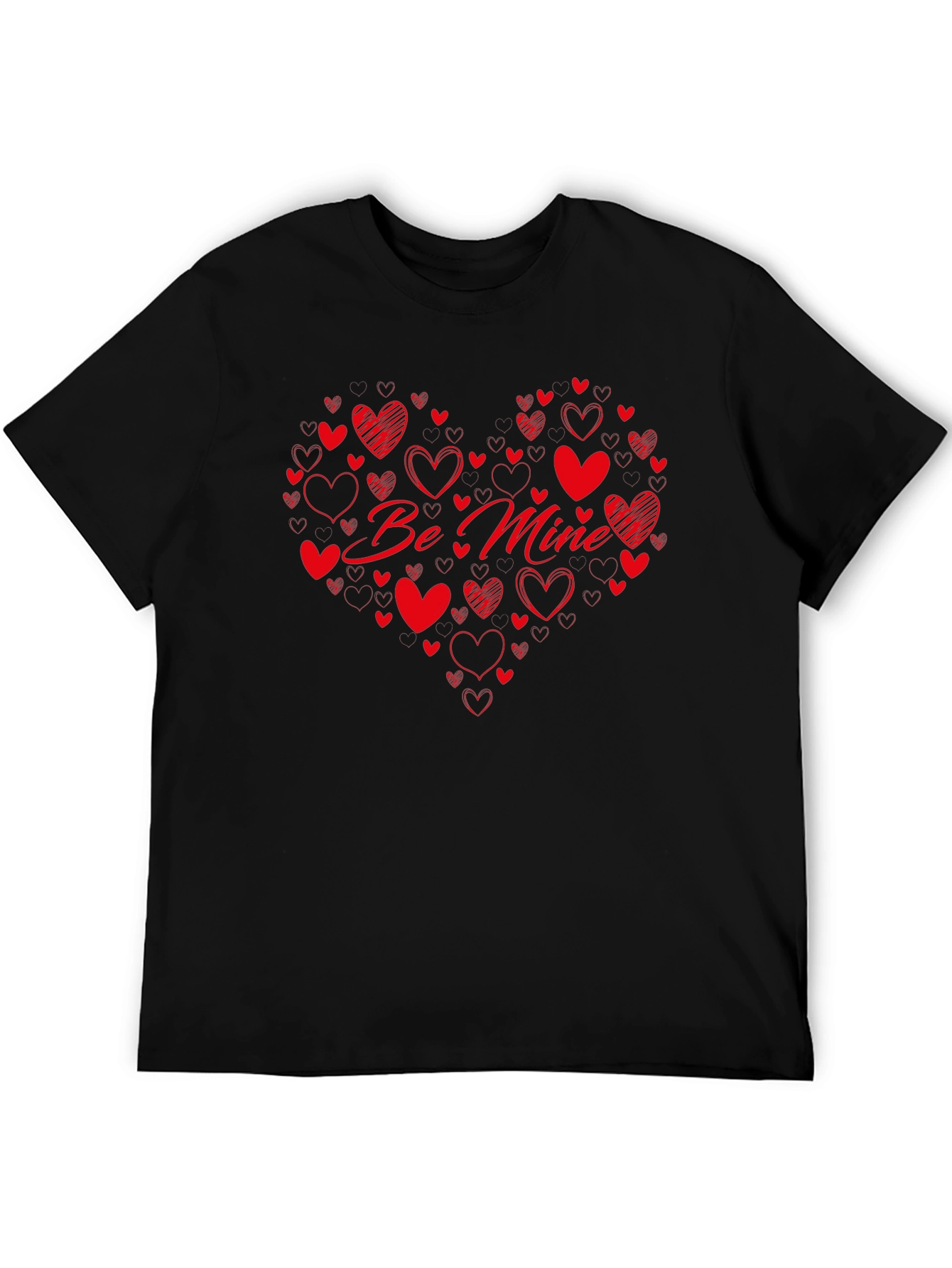 Be Mine Heart Graphic Black T-Shirt