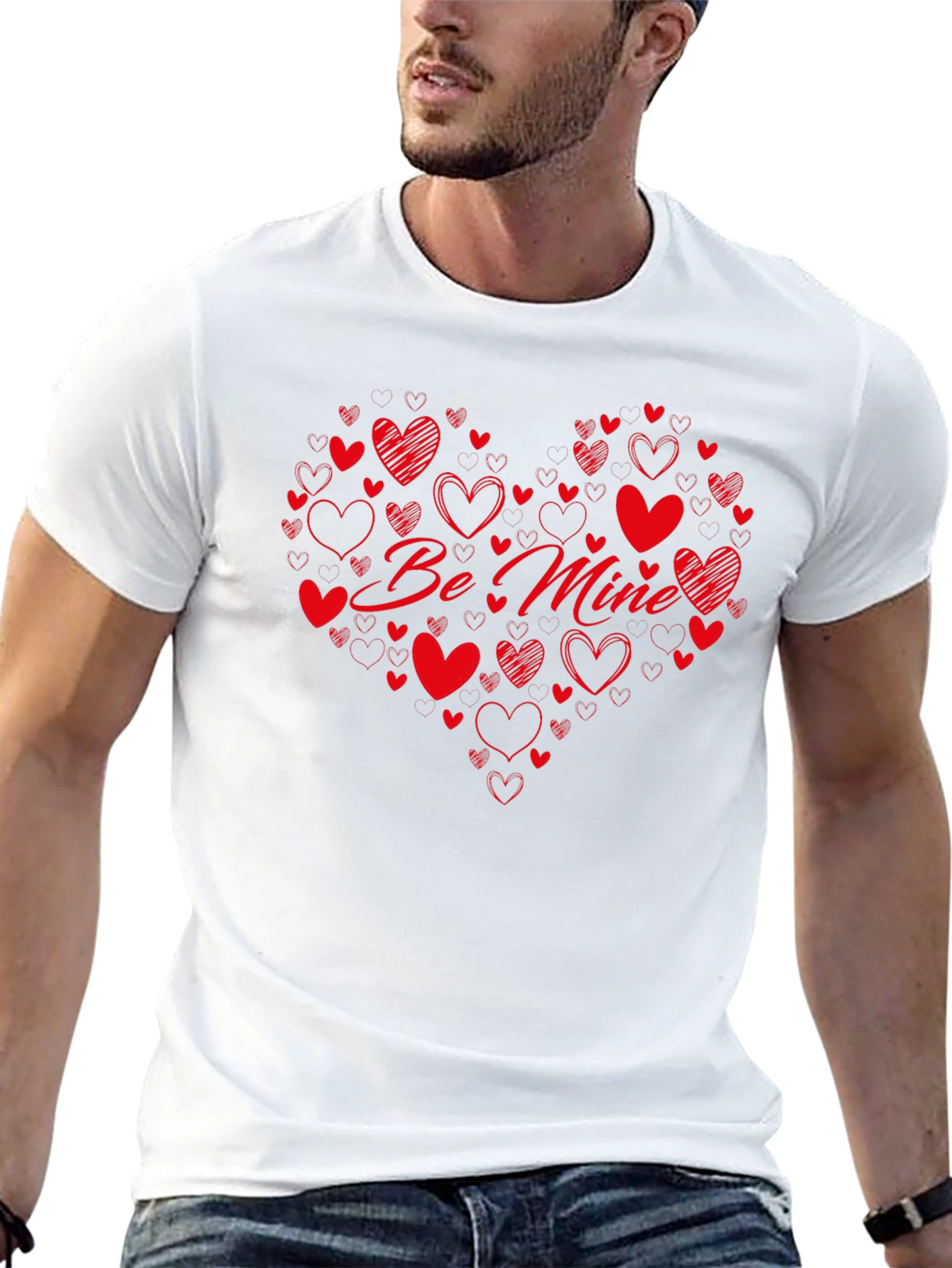 Be Mine Heart Graphic Black T-Shirt