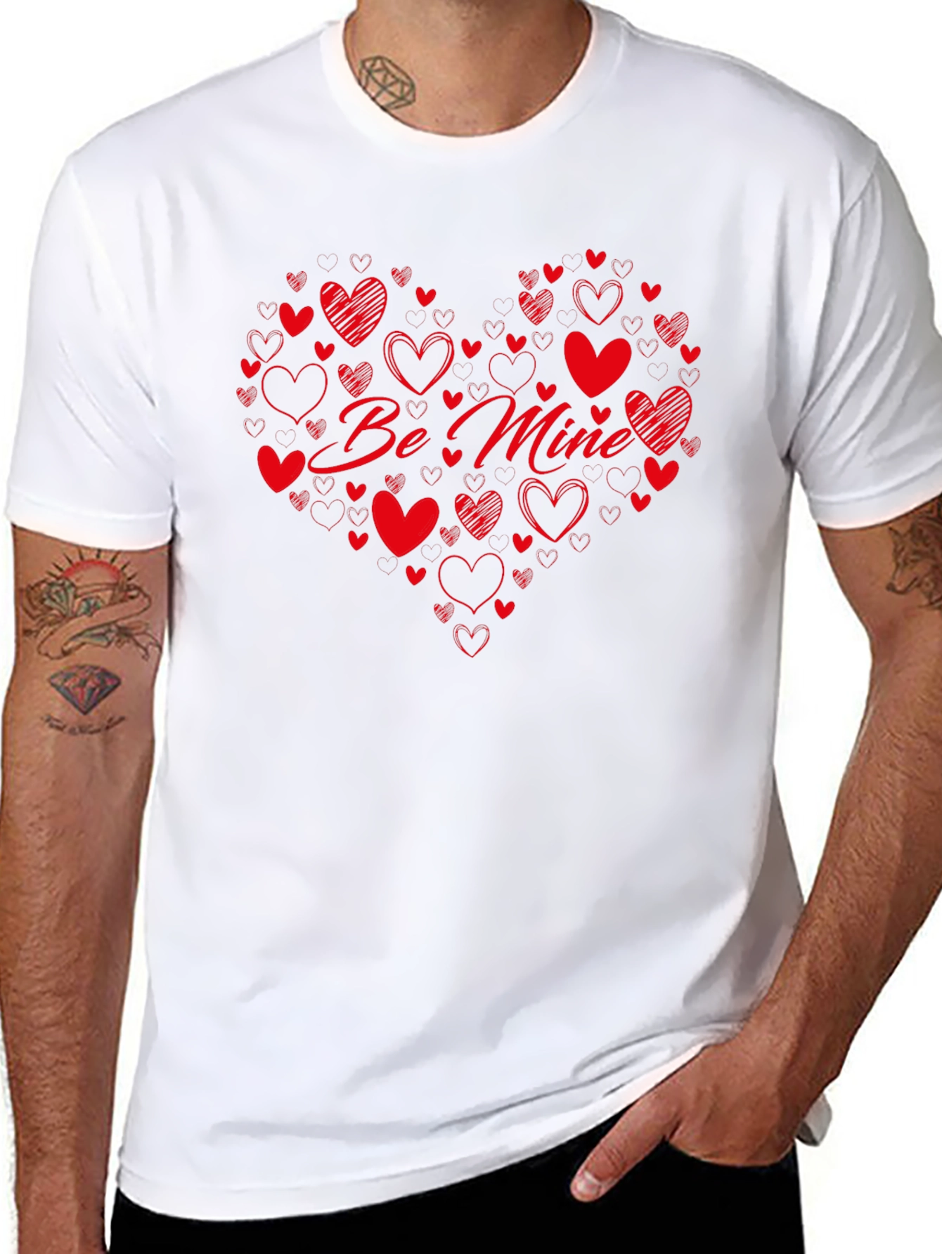 Be Mine Heart Graphic Black T-Shirt
