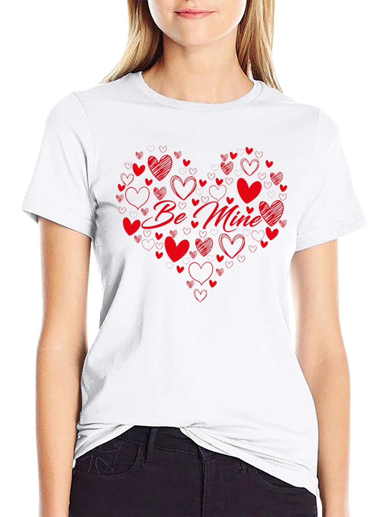 Be Mine Heart Graphic Black T-Shirt