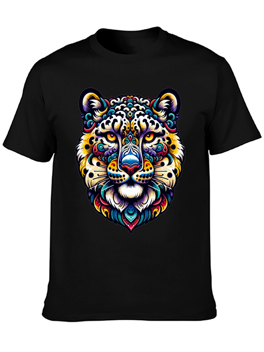 Vibrant Leopard Print Crew Neck T-Shirt