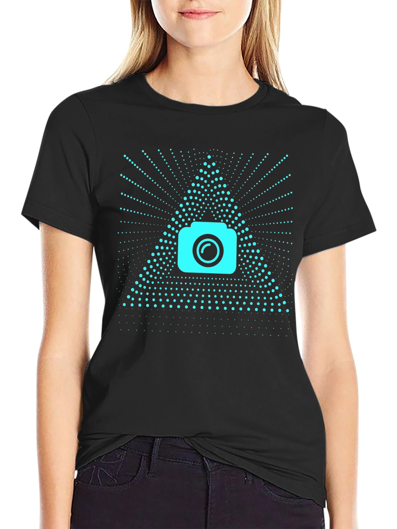 Camera Triangle Tee - Black Graphic T-Shirt