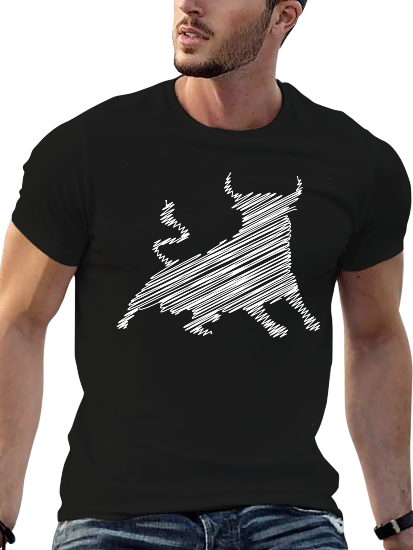 Bull Scribble Black T-Shirt - Stylish Mens Tee