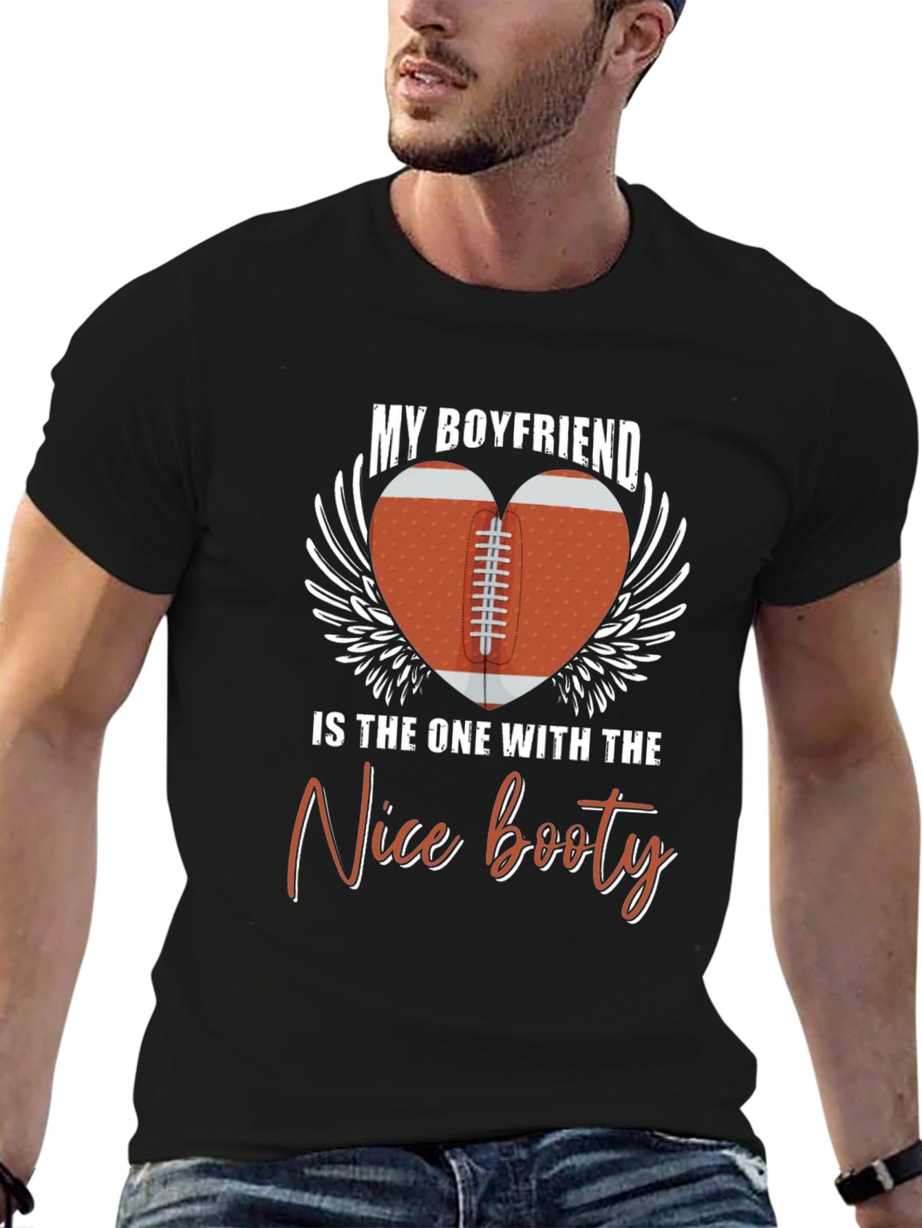 Boyfriend Nice Booty Football Heart Graphic Tee