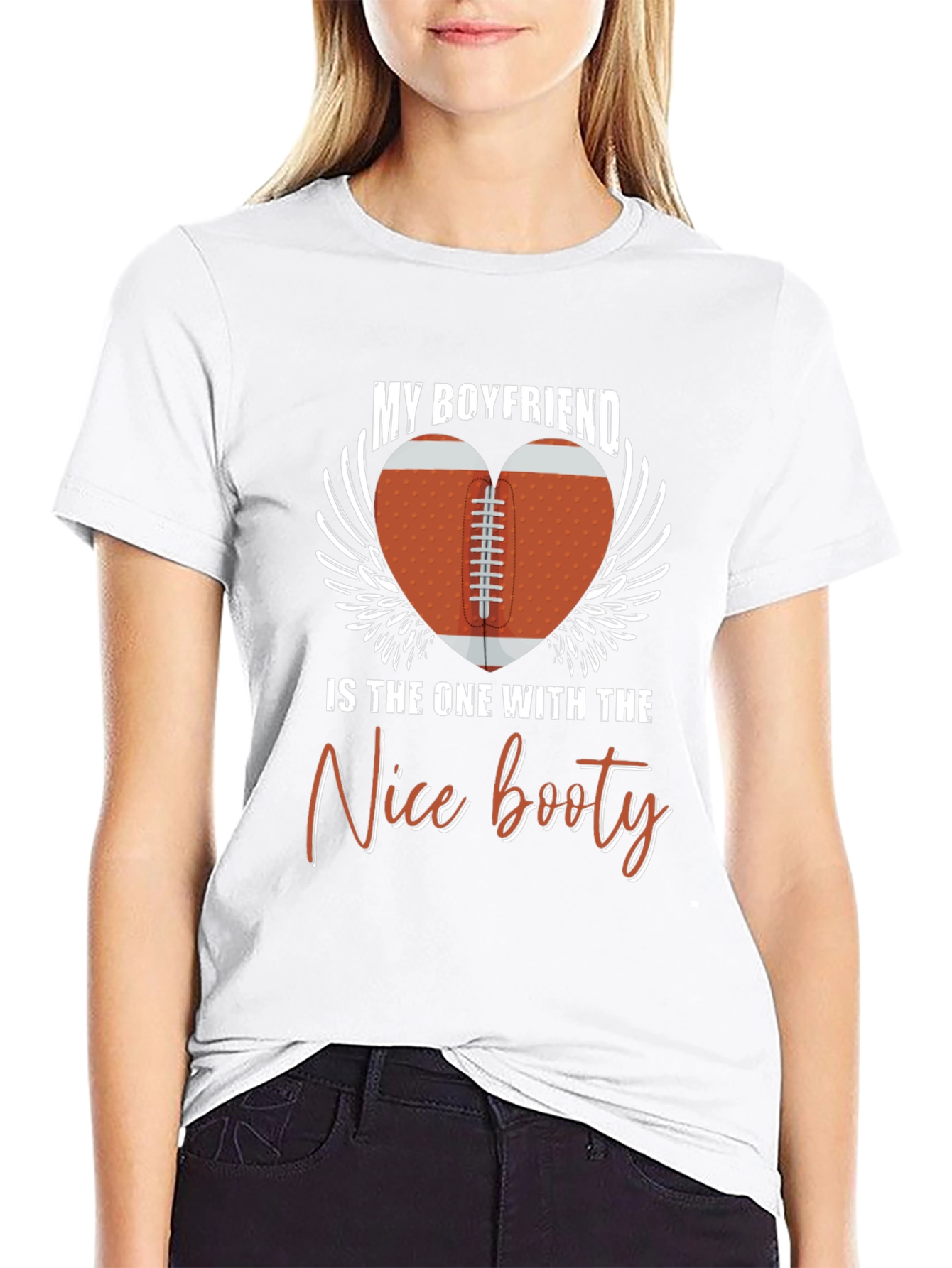 Boyfriend Nice Booty Football Heart Graphic Tee