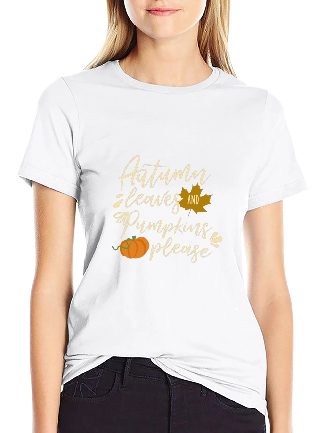 Autumn Leaves and Pumpkins Please Graphic Tee