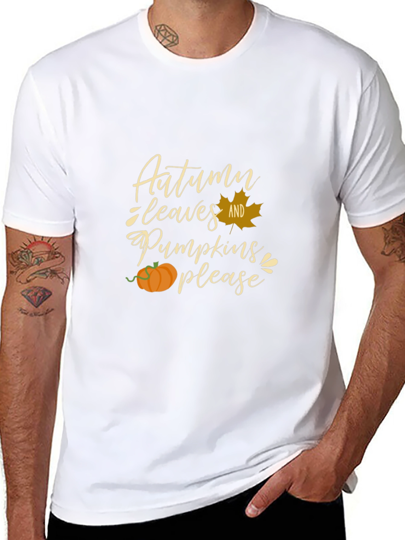 Autumn Leaves and Pumpkins Please Graphic Tee