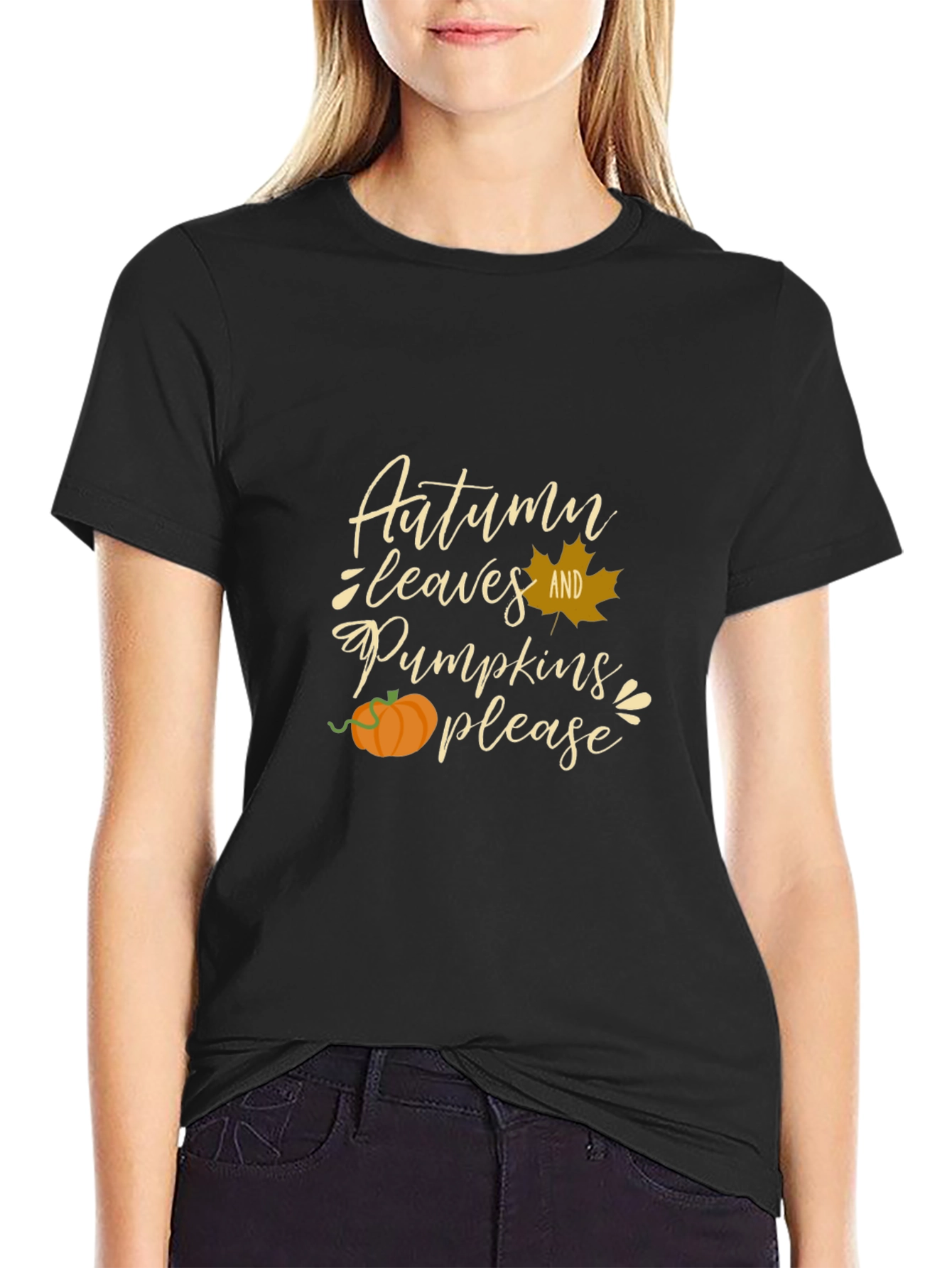 Autumn Leaves and Pumpkins Please Graphic Tee