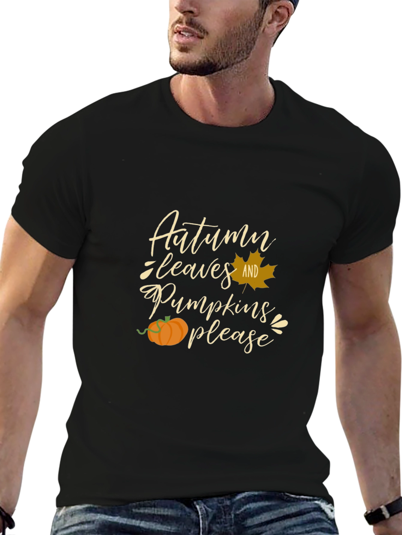 Autumn Leaves and Pumpkins Please Graphic Tee