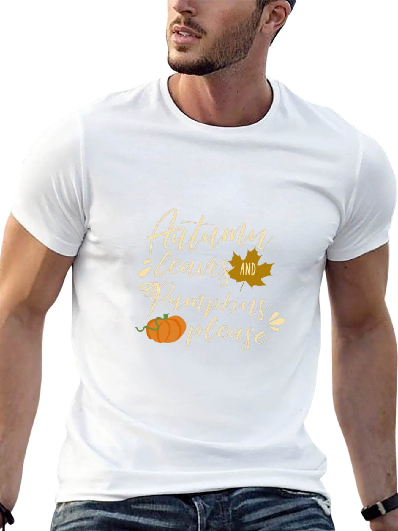 Autumn Leaves and Pumpkins Please Graphic Tee