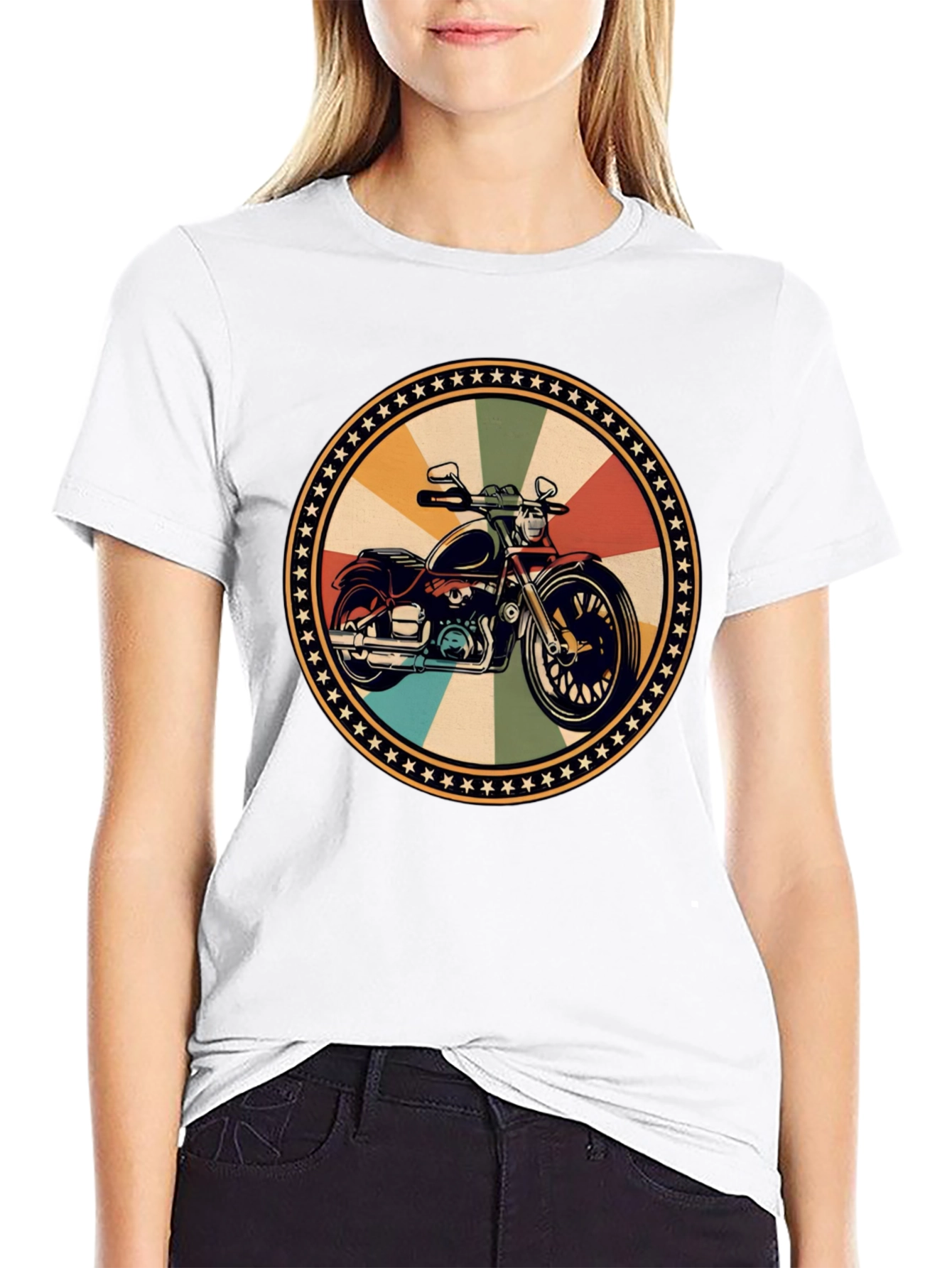 Retro Motorcycle Graphic Black T-Shirt
