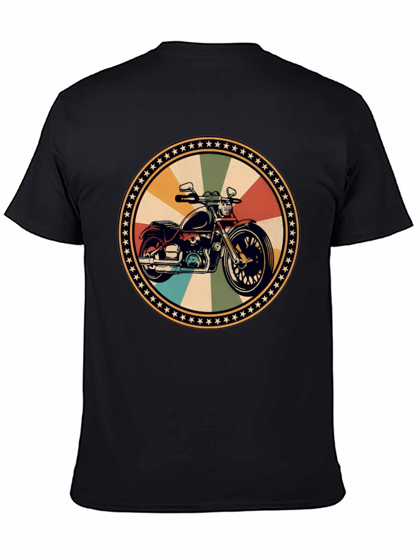 Retro Motorcycle Graphic Black T-Shirt