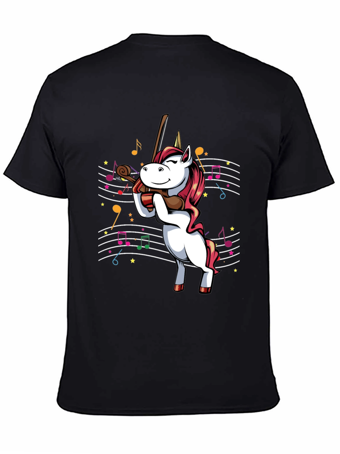 Unicorn Violinist Graphic T-Shirt - Black