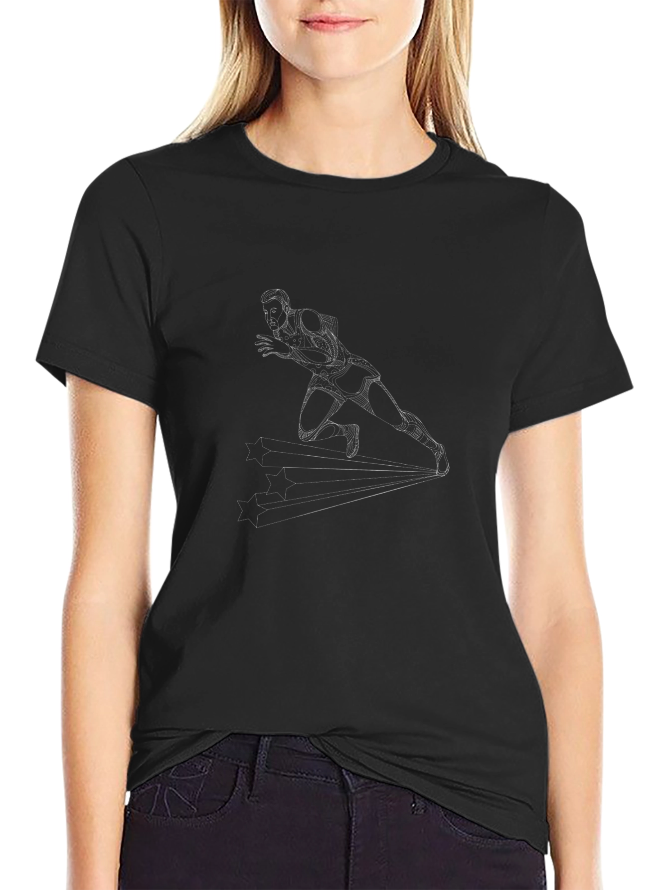 Runner Graphic Tee - Black Cotton Casual Wear