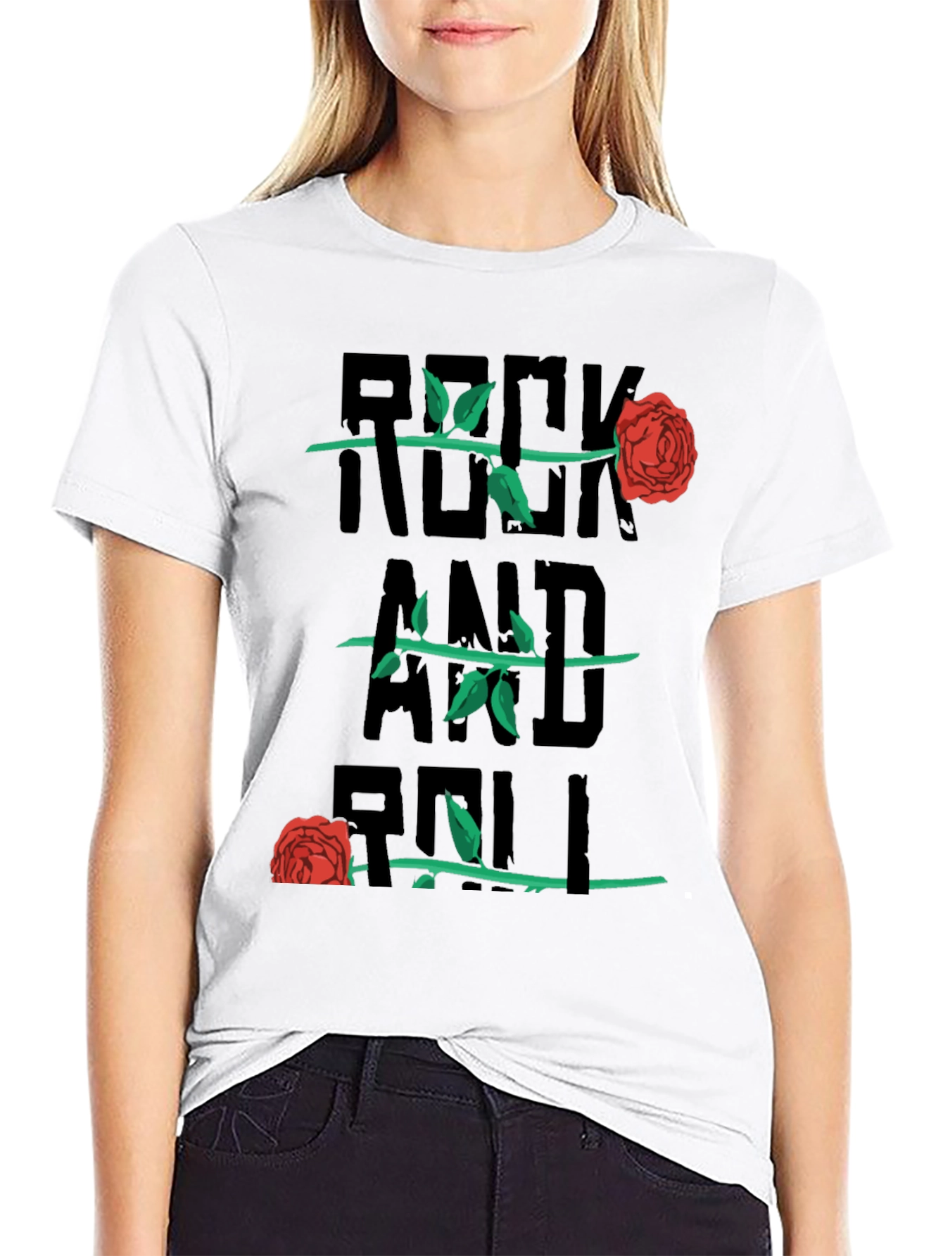 Rock and Roll Rose Graphic Tee - Black