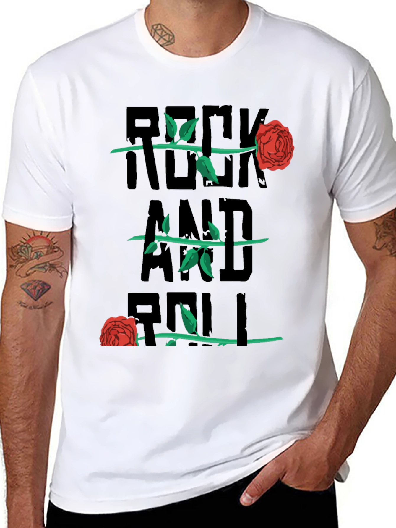 Rock and Roll Rose Graphic Tee - Black