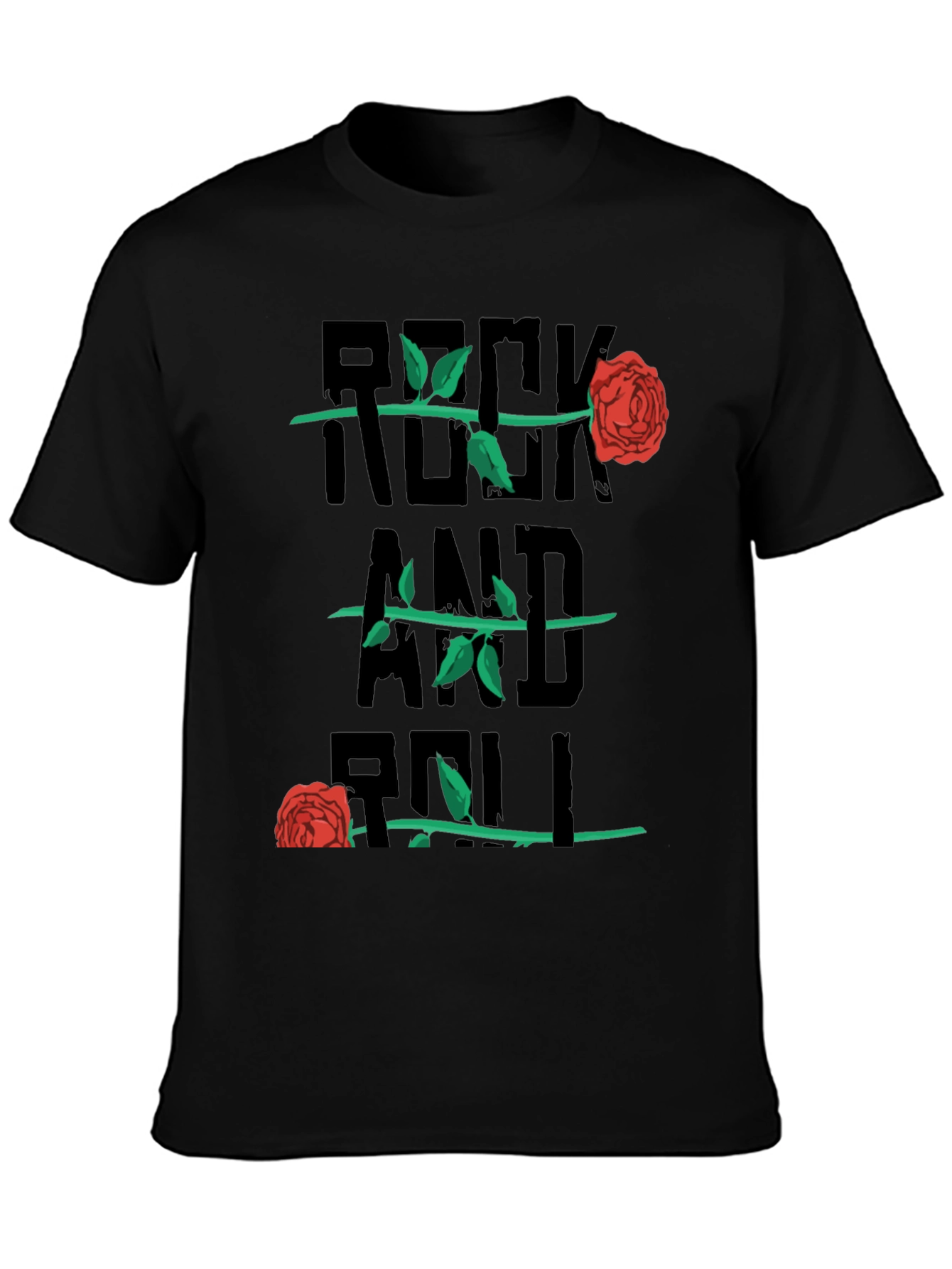 Rock and Roll Rose Graphic Tee - Black