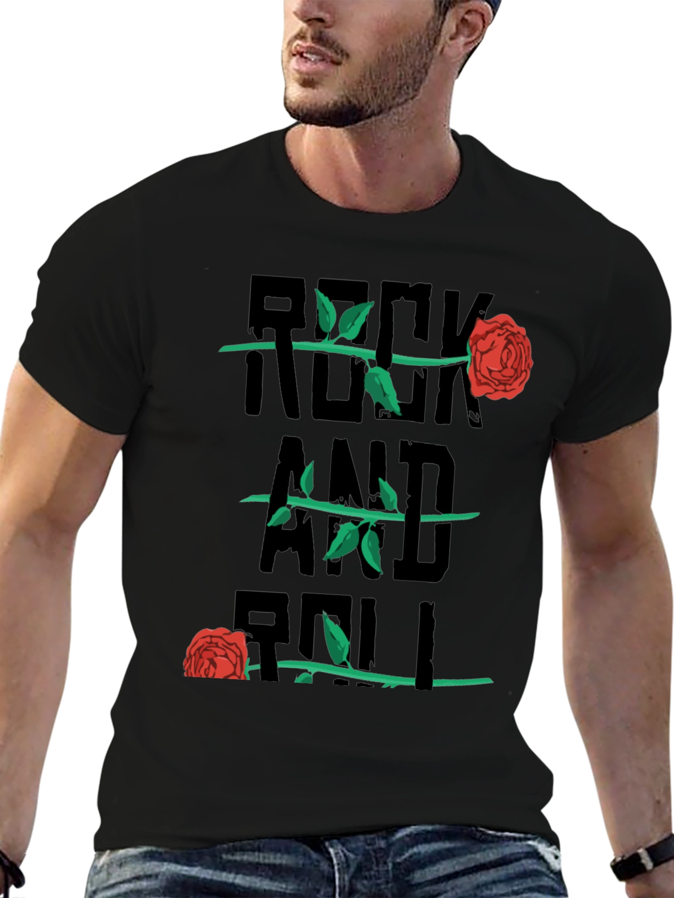 Rock and Roll Rose Graphic Tee - Black