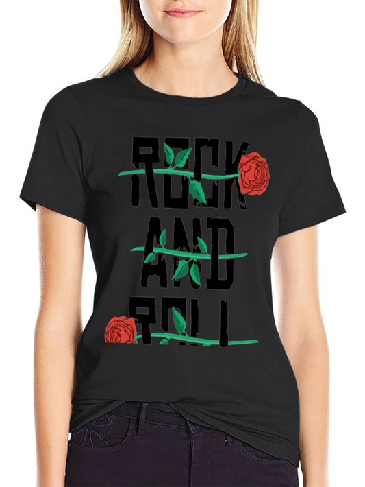 Rock and Roll Rose Graphic Tee - Black