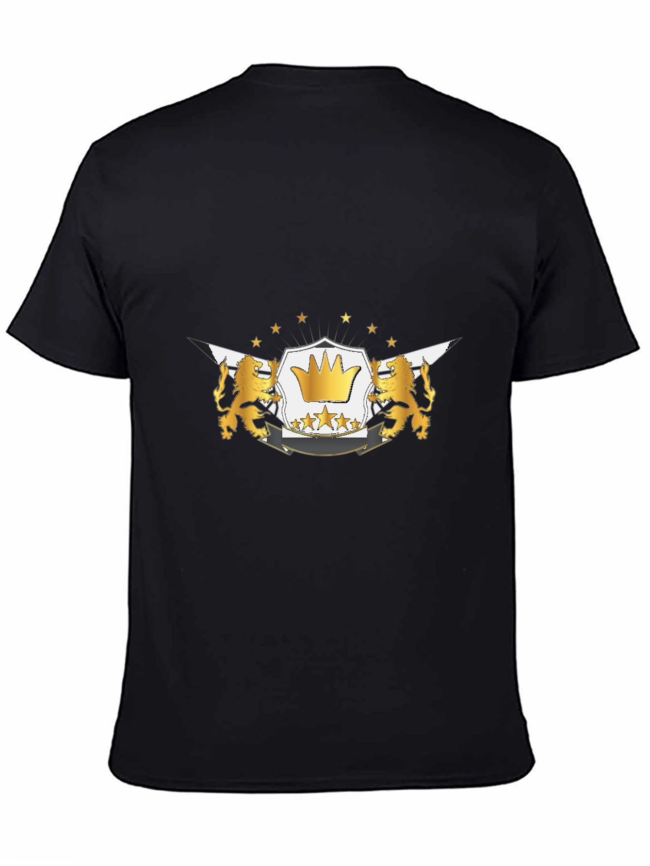 Black T-Shirt with Gold Crown Graphic