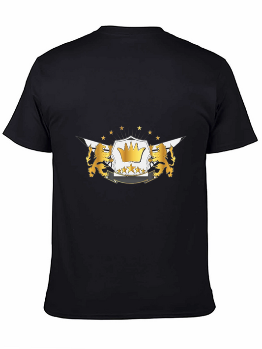 Black T-Shirt with Gold Crown Graphic