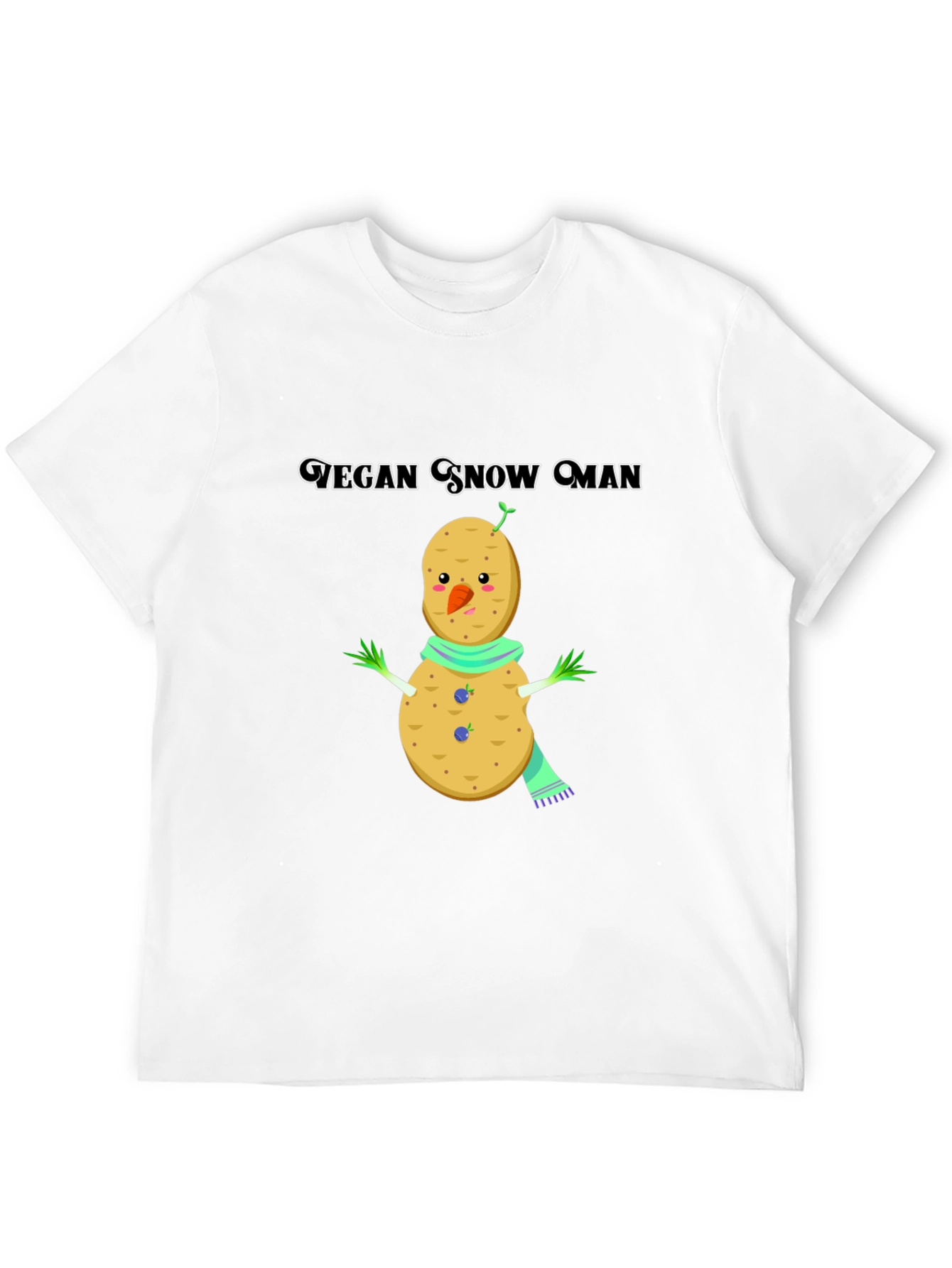 Vegan Snowman Graphic Tee -  Quirky Plant-Based Humor