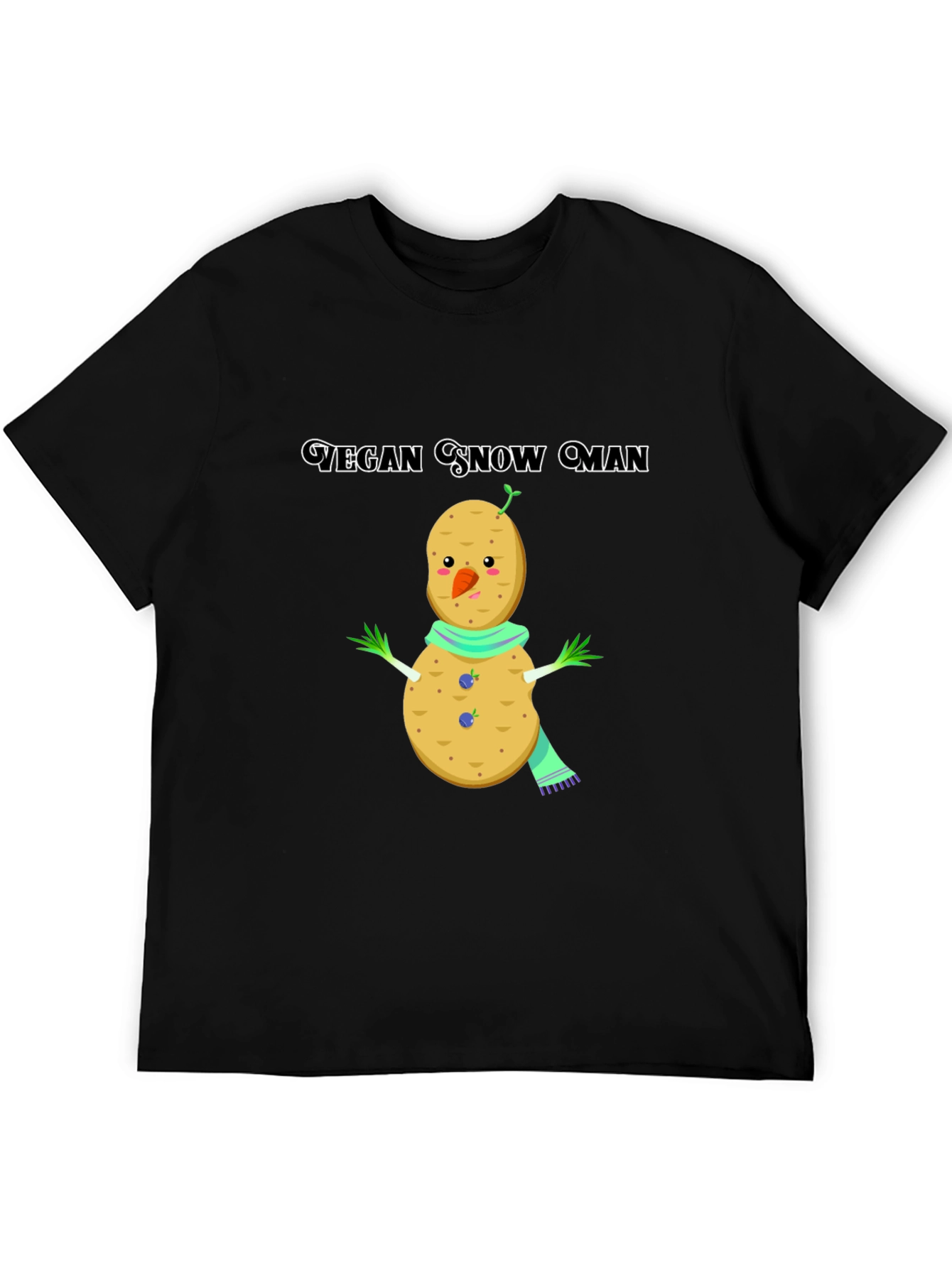 Vegan Snowman Graphic Tee -  Quirky Plant-Based Humor