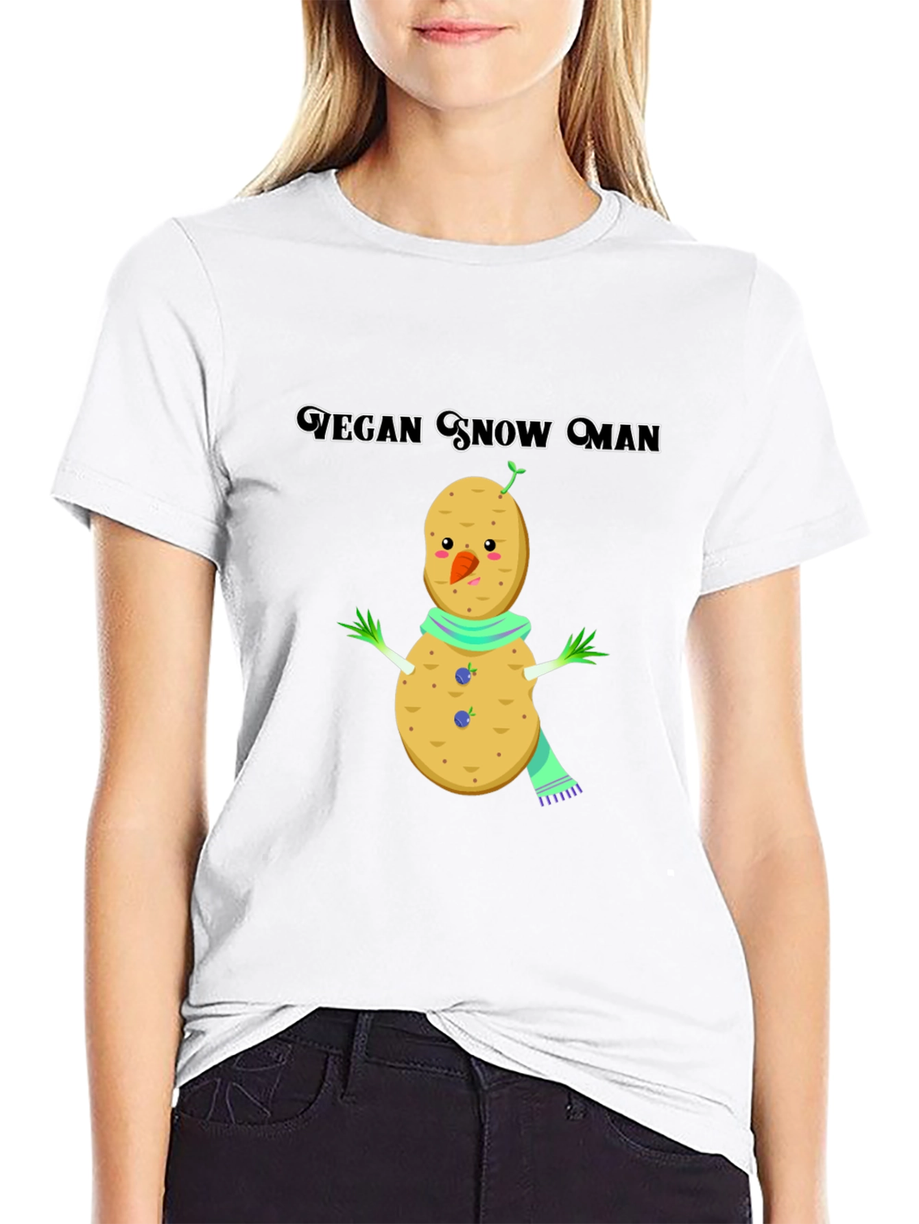 Vegan Snowman Graphic Tee -  Quirky Plant-Based Humor