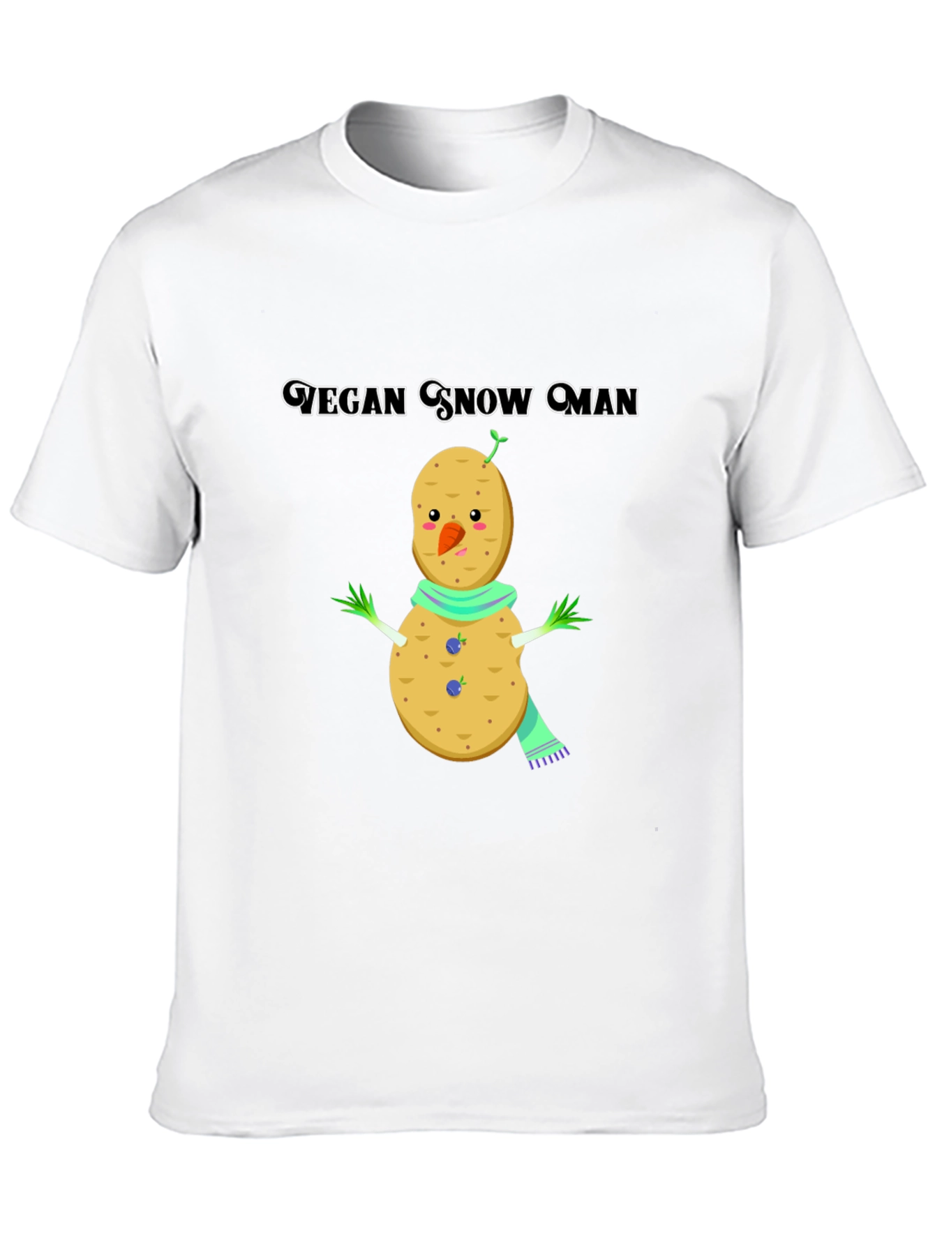 Vegan Snowman Graphic Tee -  Quirky Plant-Based Humor