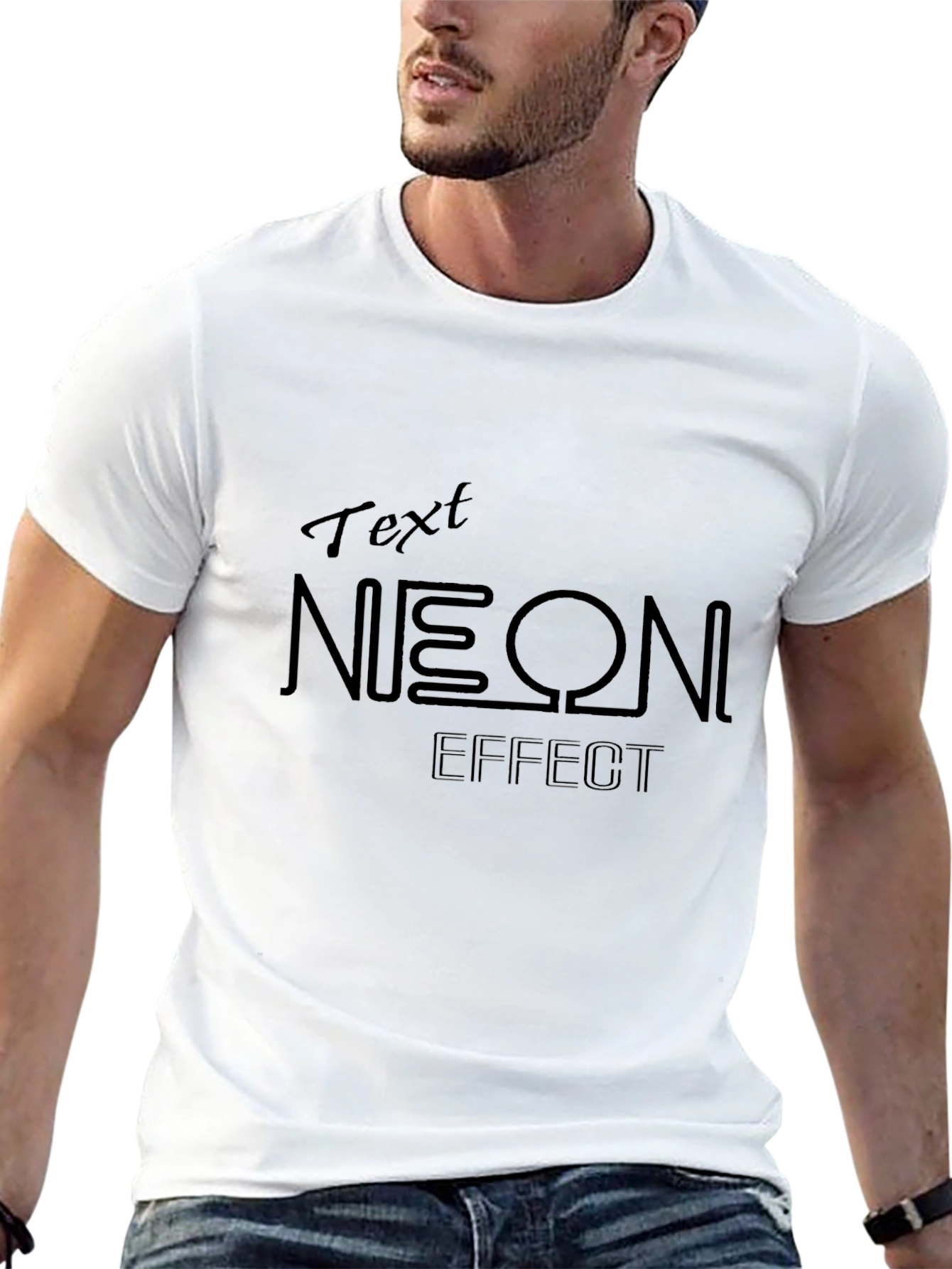 Black Neon Effect Graphic Tee