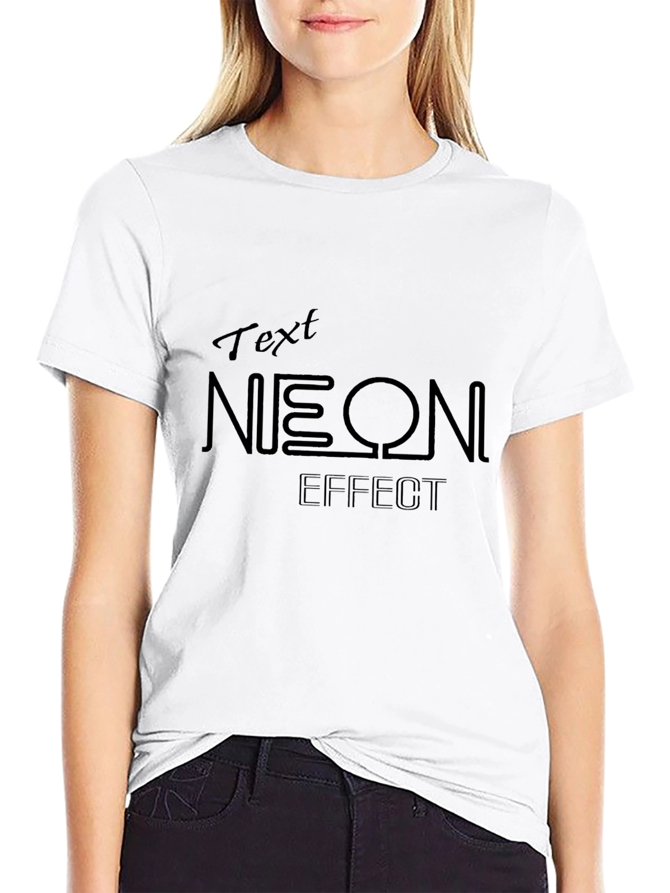 Black Neon Effect Graphic Tee
