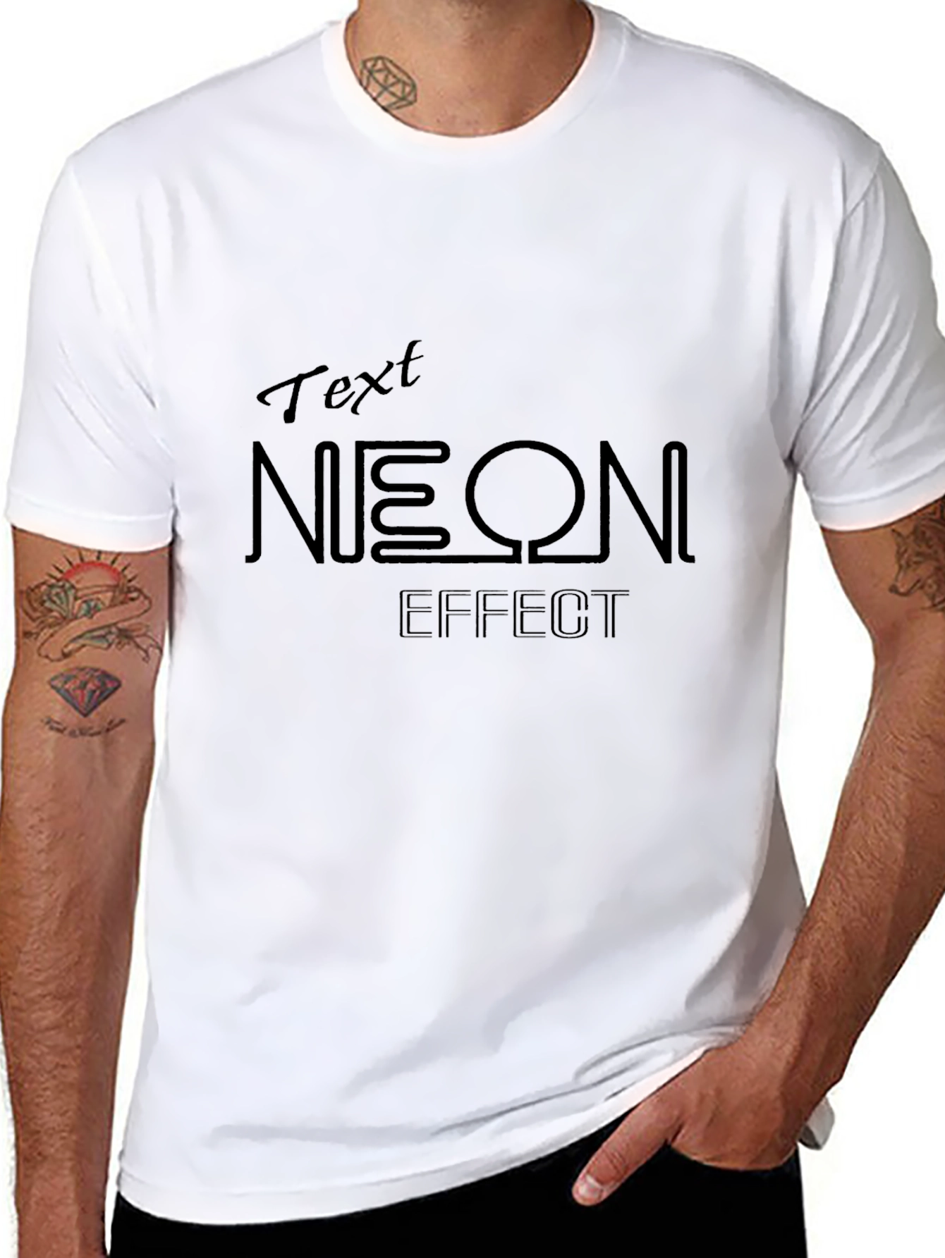 Black Neon Effect Graphic Tee