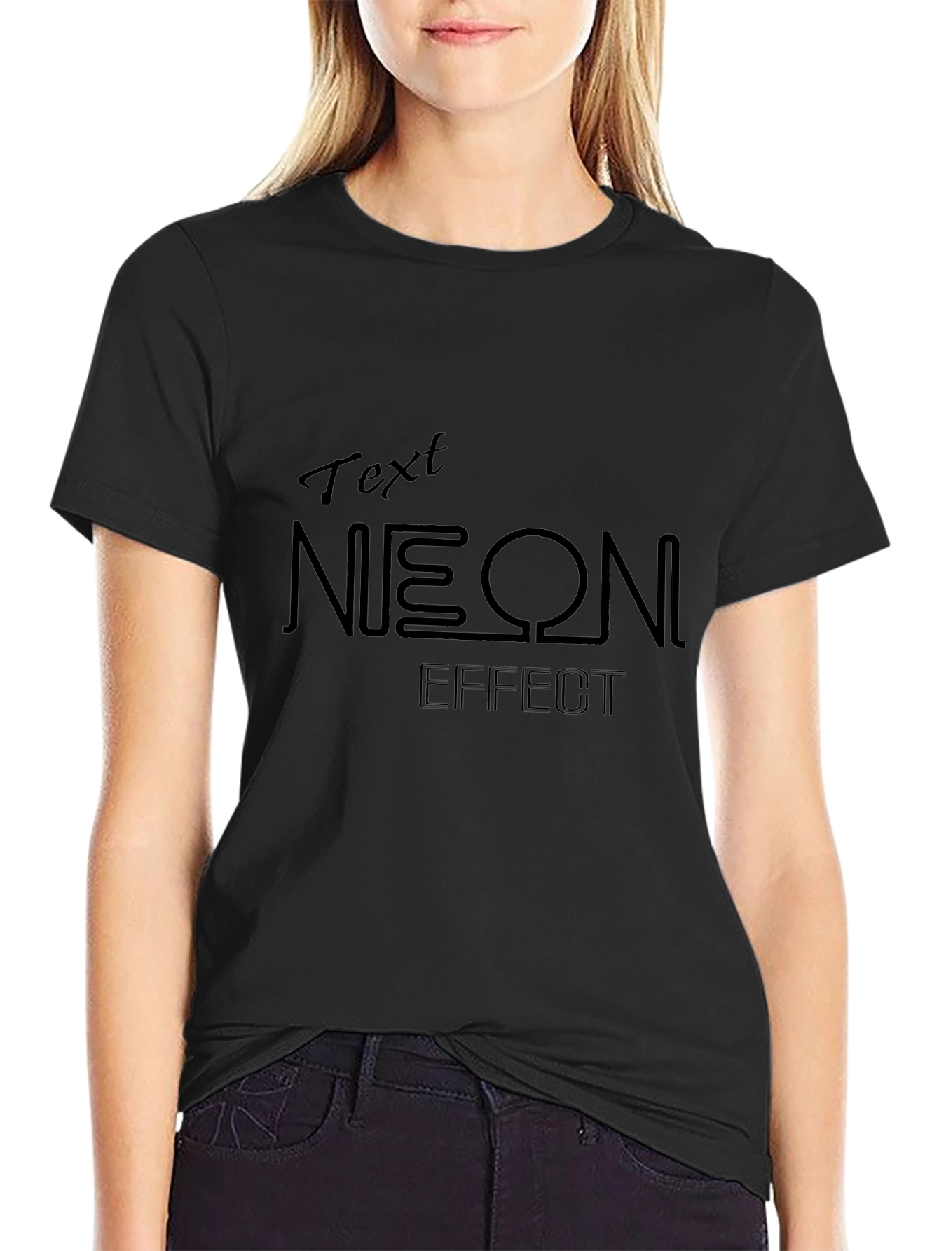 Black Neon Effect Graphic Tee