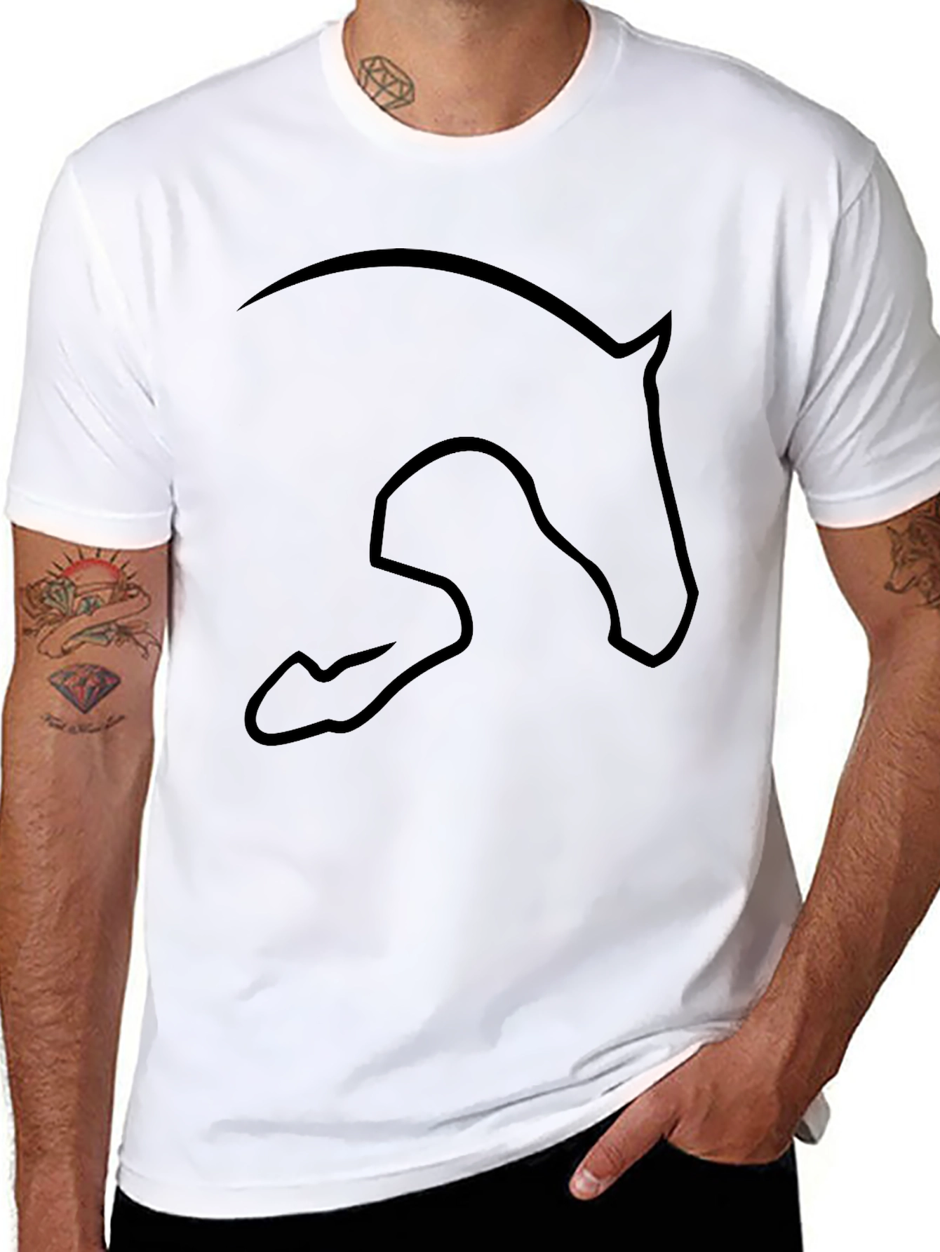 Black Horse Silhouette T-Shirt - Equestrian Style