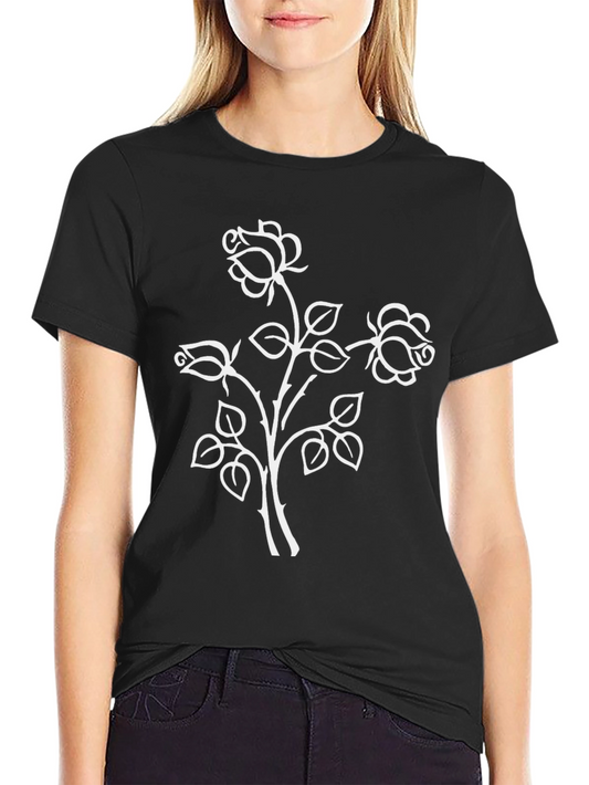 Black Rose T-Shirt: Floral Botanical Design