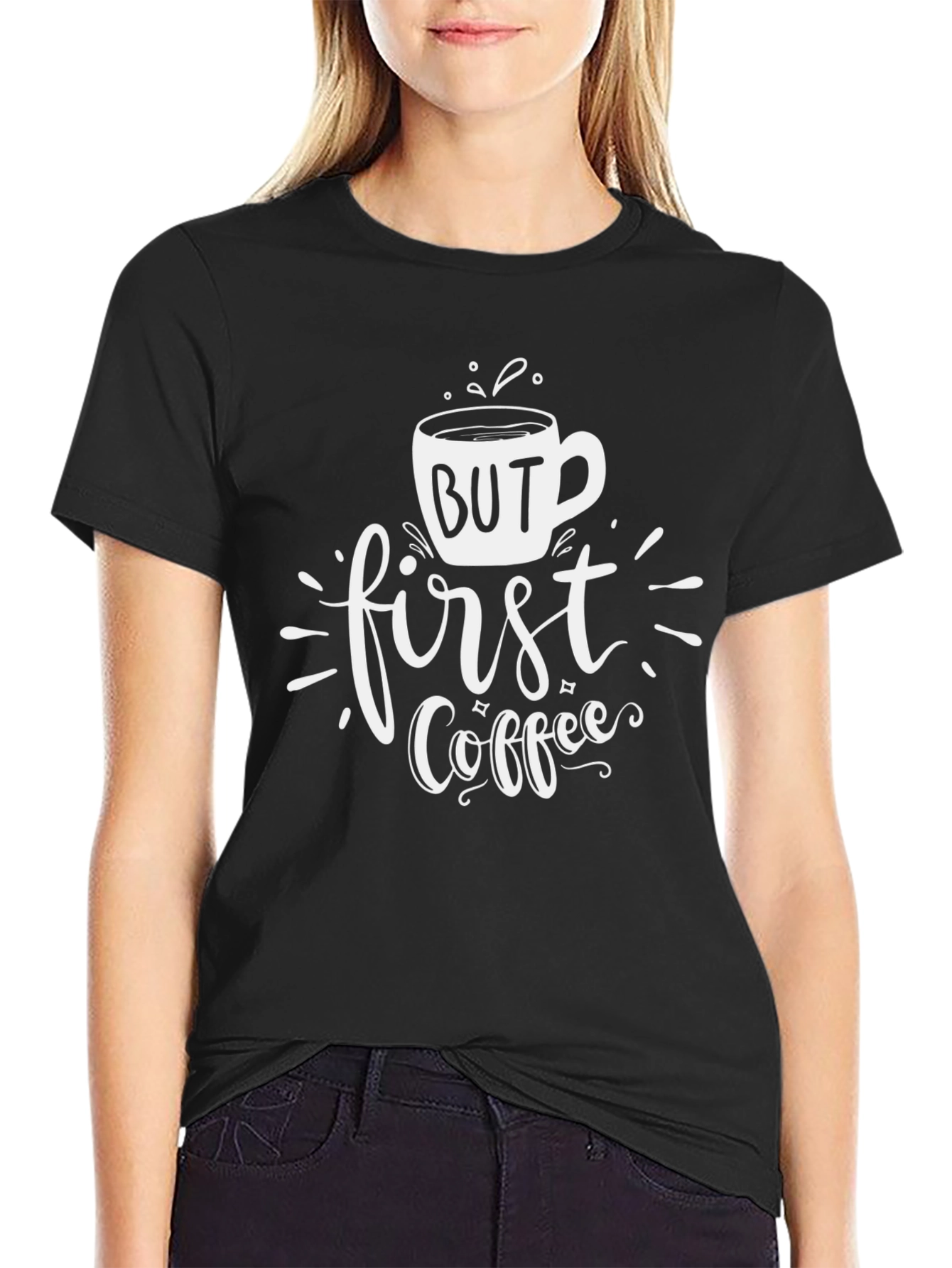 But First Coffee Graphic Tee - Casual Black T-Shirt