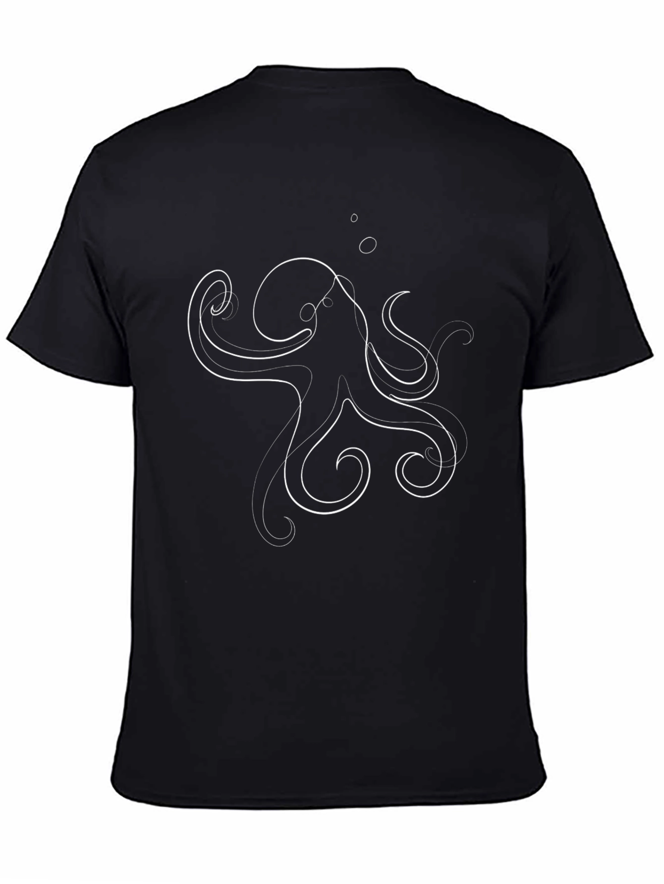 Abstract Octopus Graphic Tee - Black Cotton T-Shirt