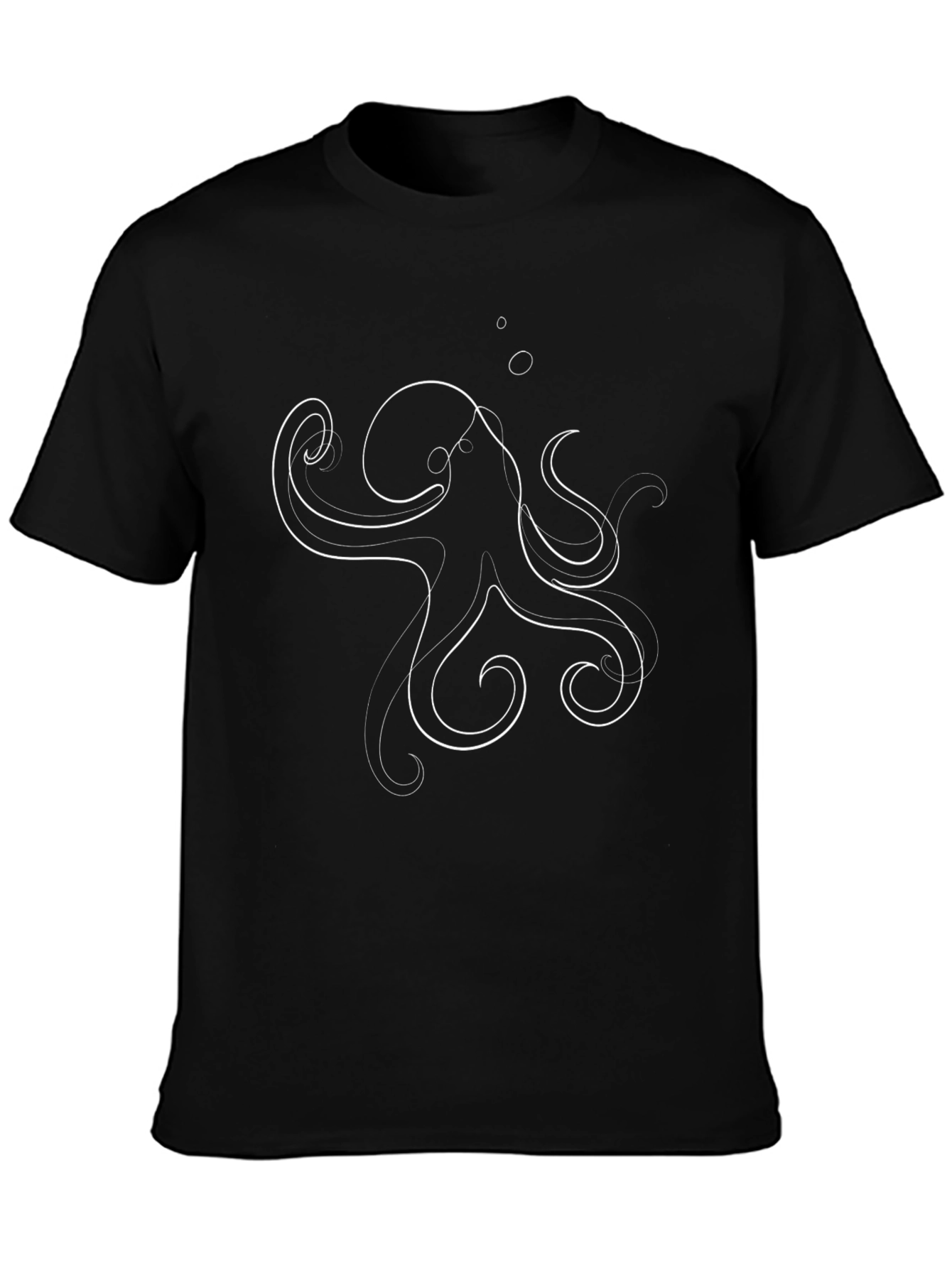 Abstract Octopus Graphic Tee - Black Cotton T-Shirt