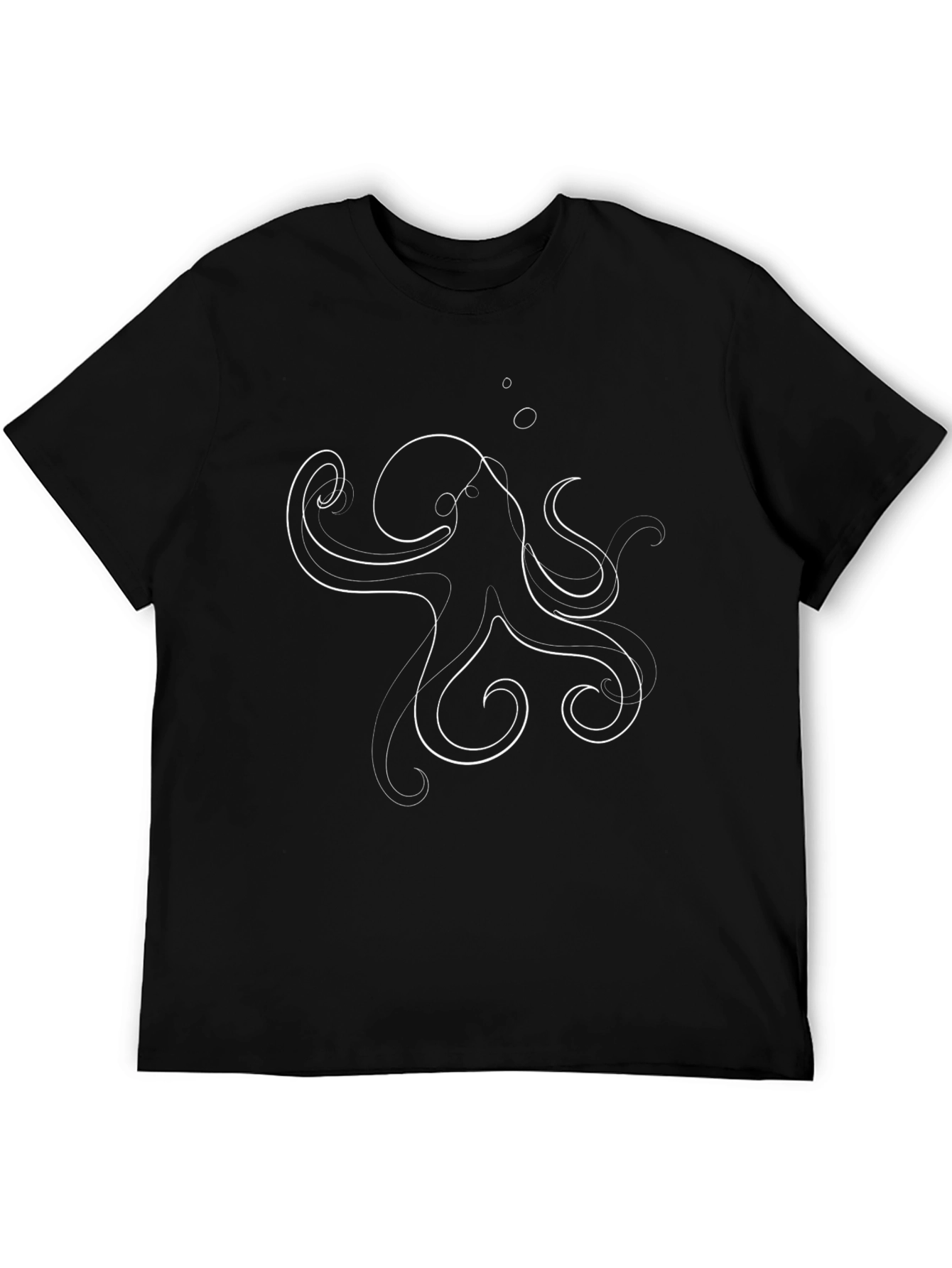 Abstract Octopus Graphic Tee - Black Cotton T-Shirt