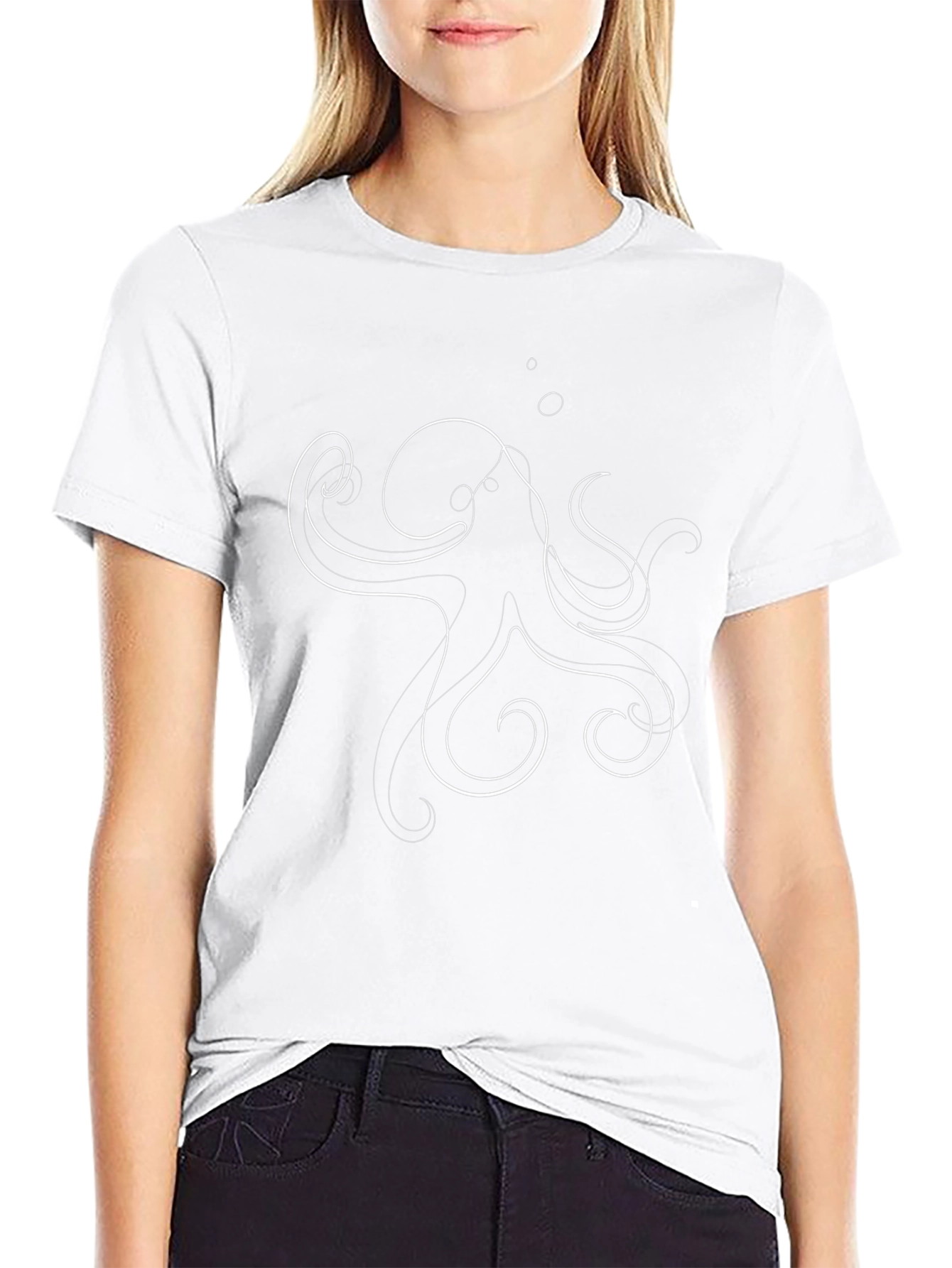 Abstract Octopus Graphic Tee - Black Cotton T-Shirt