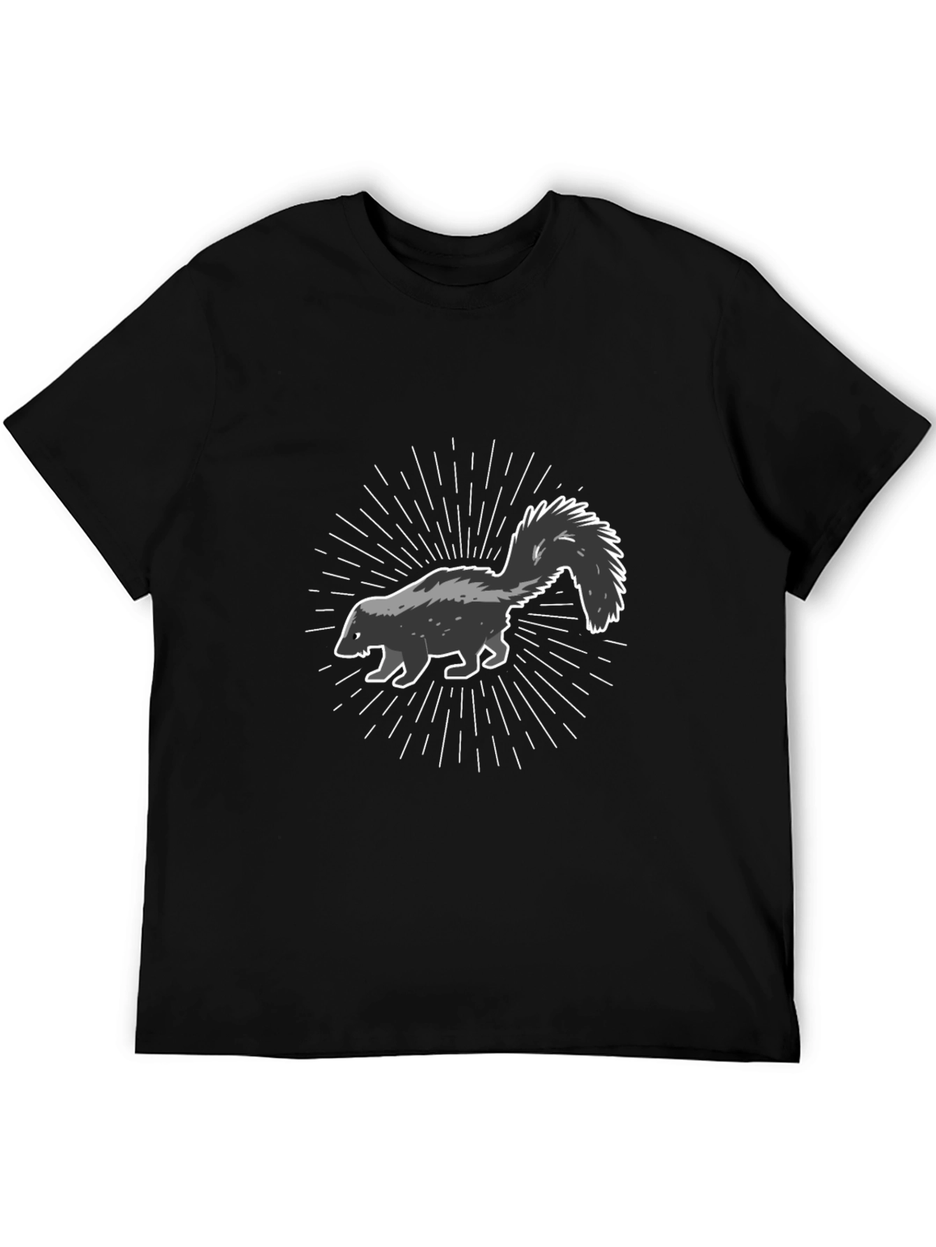 Skunk Graphic Black T-Shirt - Mens Casual Tee