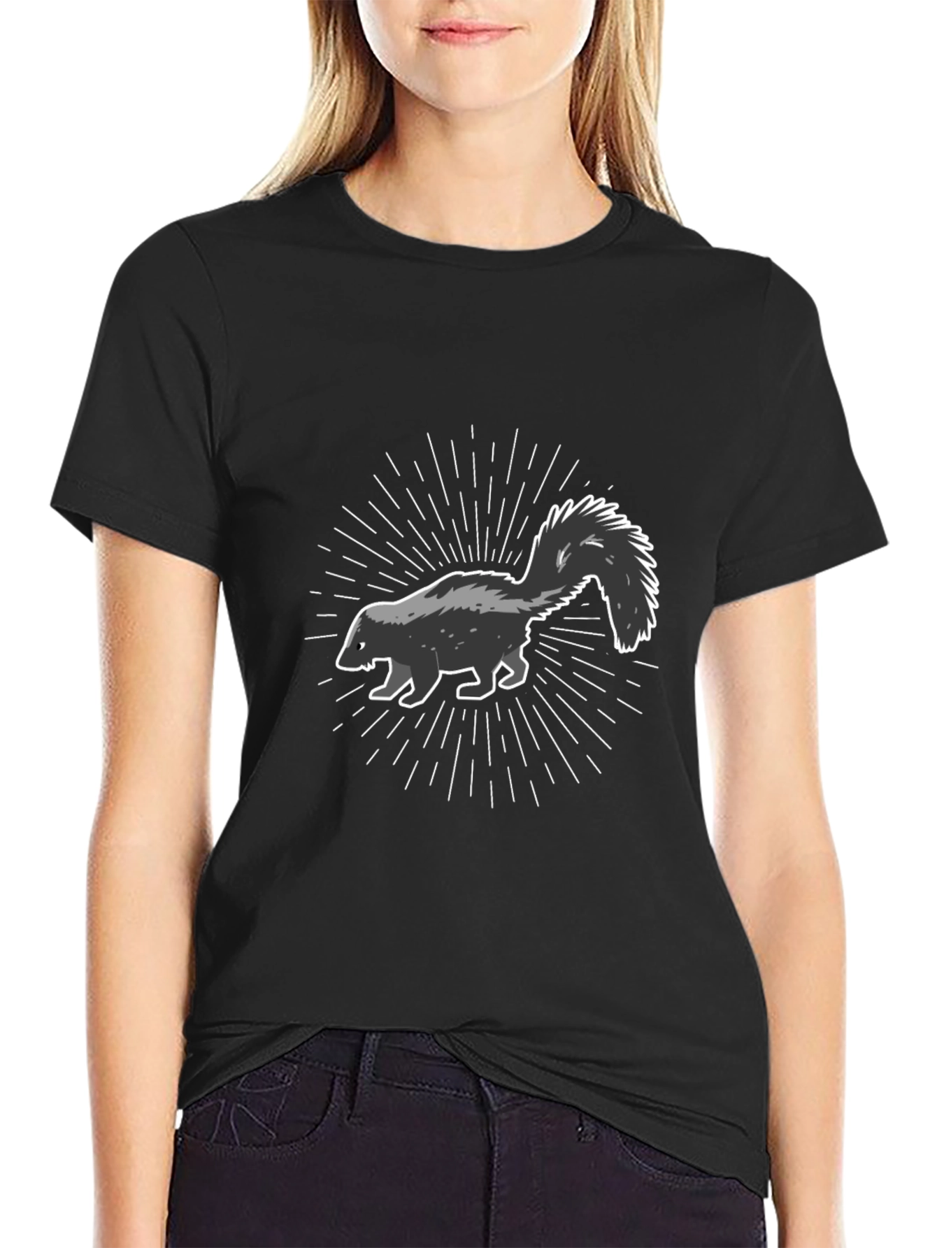 Skunk Graphic Black T-Shirt - Mens Casual Tee