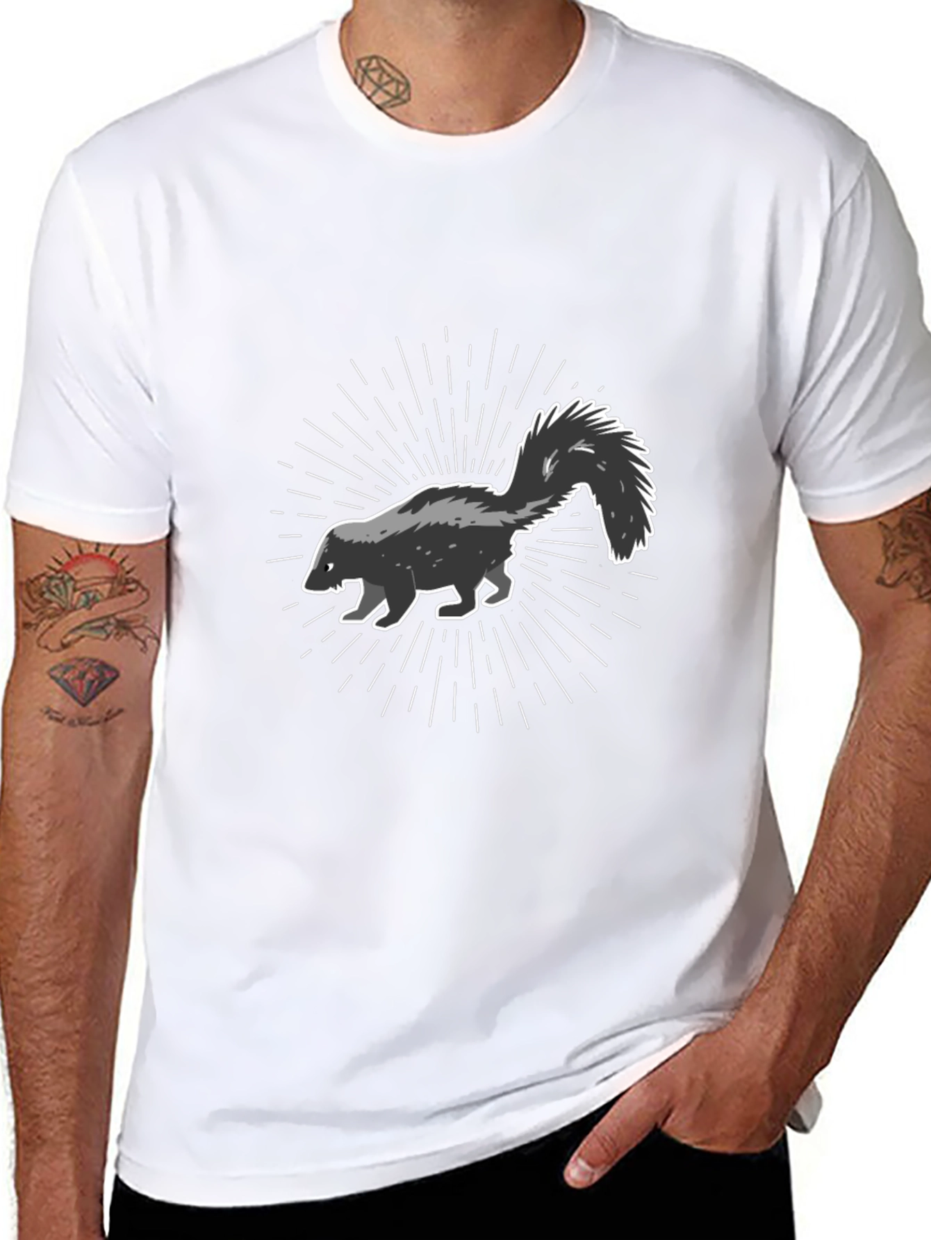 Skunk Graphic Black T-Shirt - Mens Casual Tee