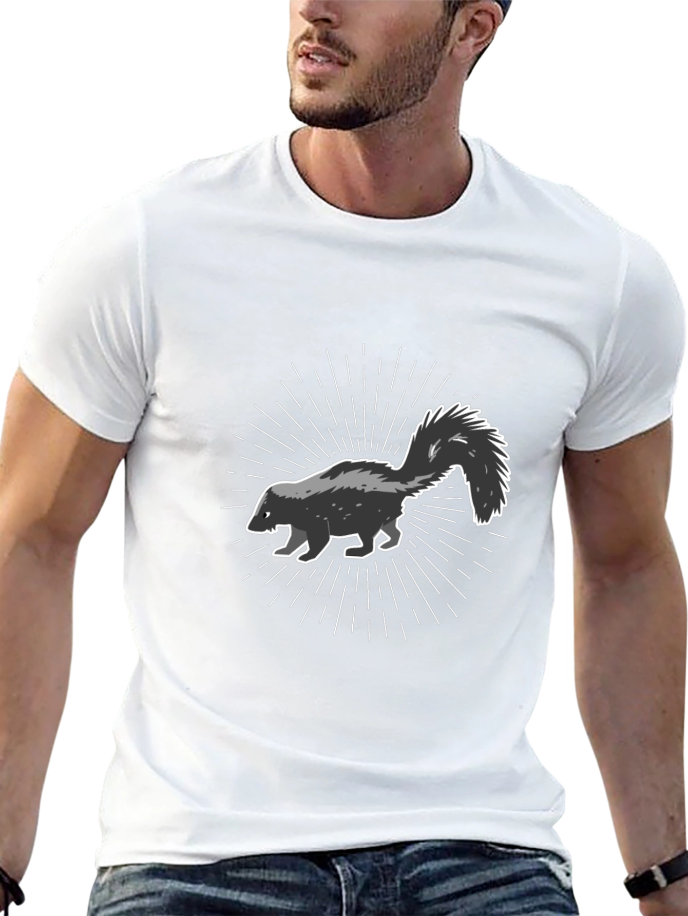 Skunk Graphic Black T-Shirt - Mens Casual Tee