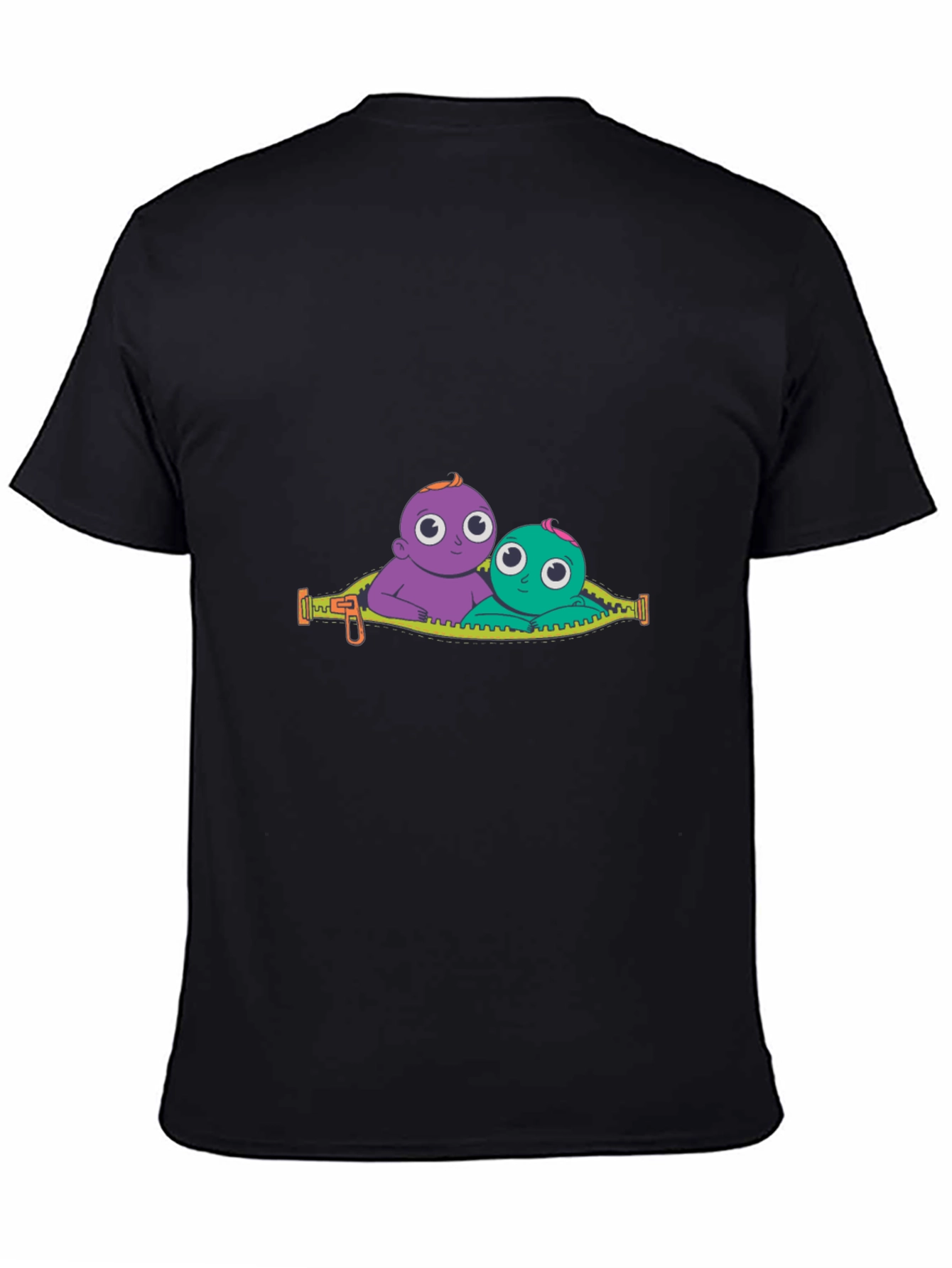 Cartoon Babies Graphic Black T-Shirt